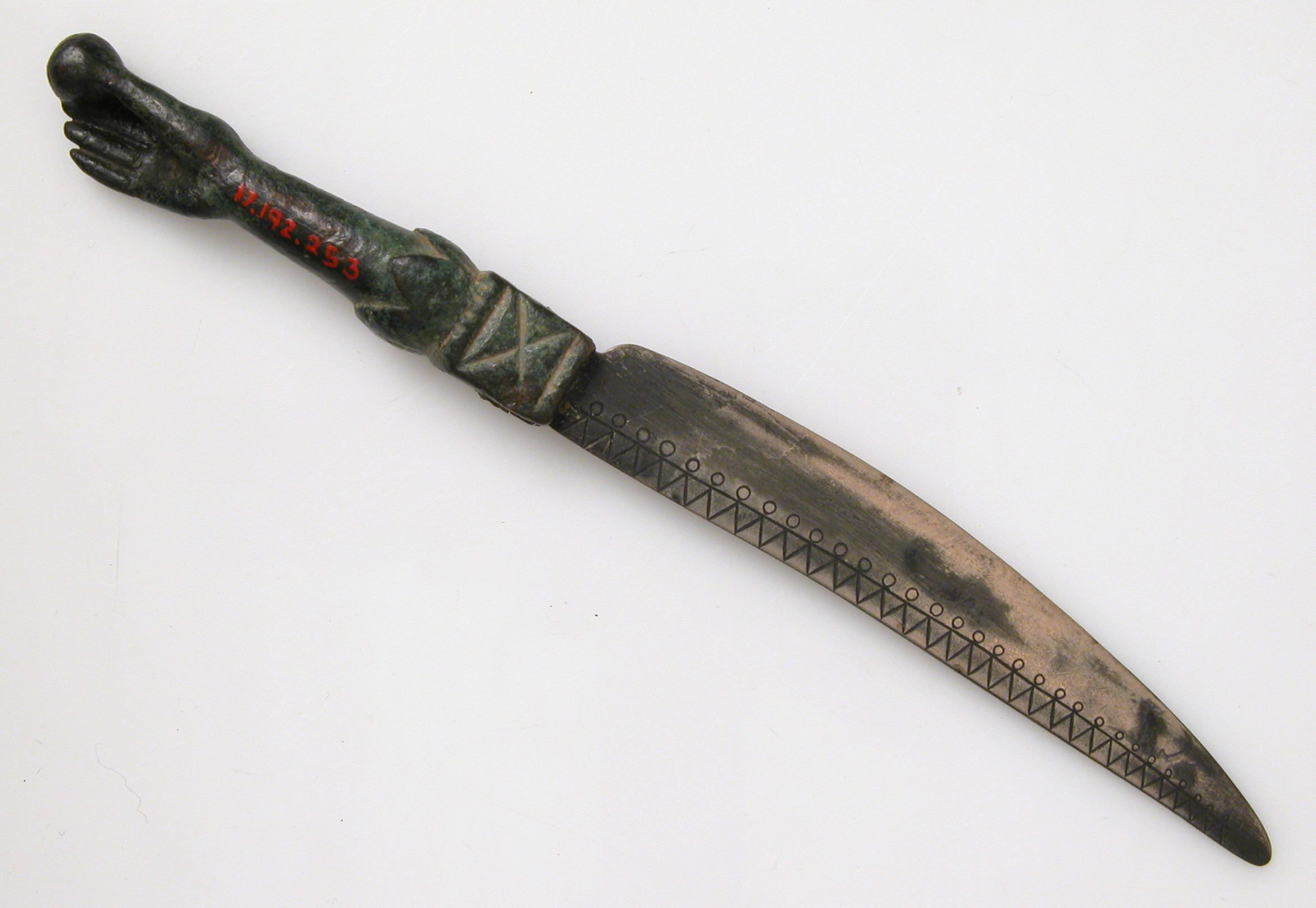 Knife with copper alloy handle & steel blade. 3rd c. CE ca - late Roman.jpg