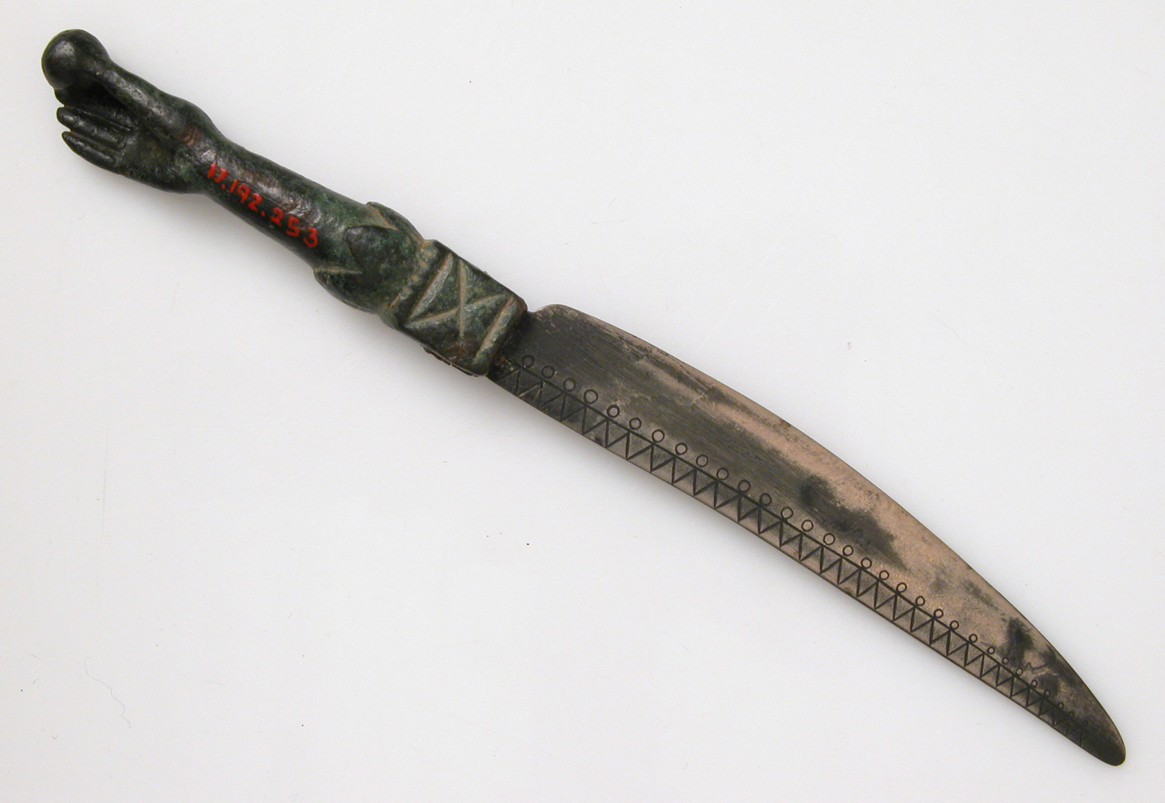 Knife with copper alloy handle & steel blade. 3rd c. CE ca - late Roman.jpg
