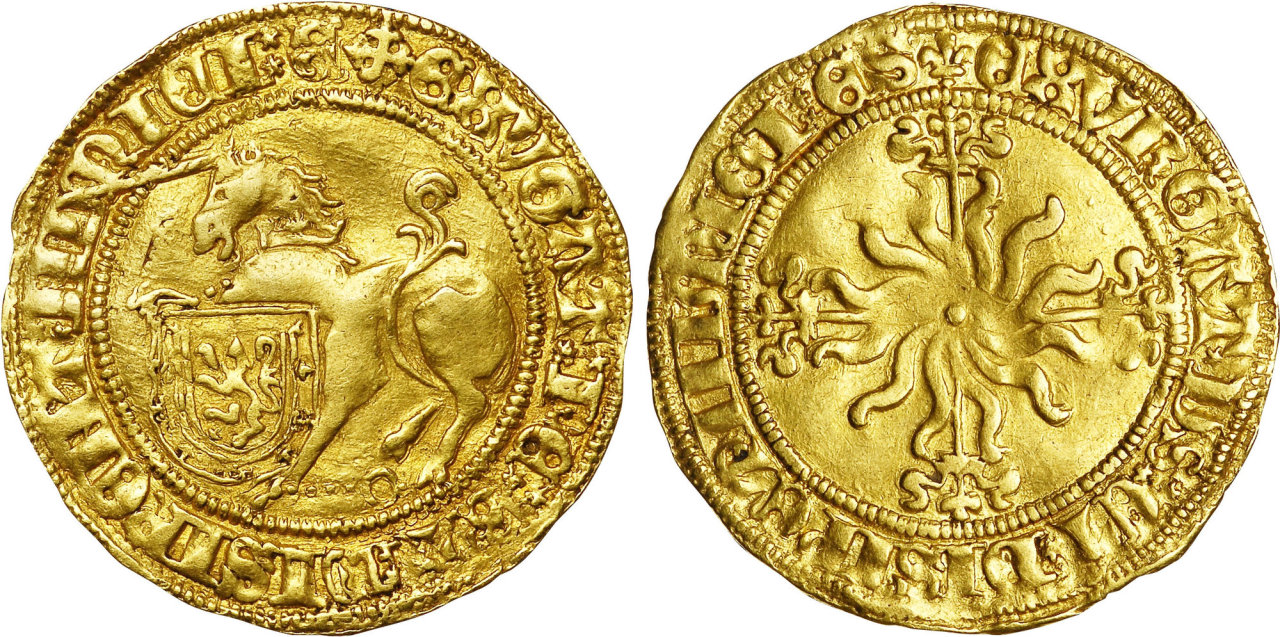 Extremely rare Unicorn of James III. in 22.5 ct. gold, struck in Edinburgh, Scotland c. 1484-88.jpg