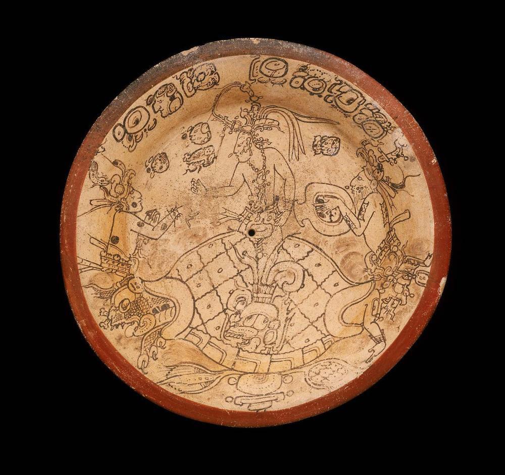 Codex style plate featuring the Maize god and the Hero Twins, from El Peten, Guatemala. Maya, 680-740 CE, Museum of fine arts, Boston.jpg