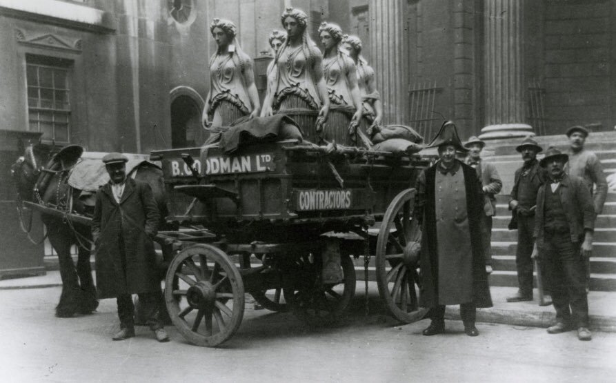 Caryatids being removed from Sir John Sloane’s edifice on Threadneedle Street ca. 1925.jpg