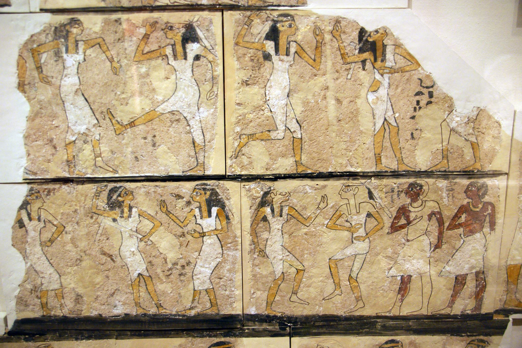 A wall painting from the Tomb of the Dancers in Thebes, Egypt. Ca. 1630-1540 BCE, now housed at the Ashmolean Museum in Oxford.jpg