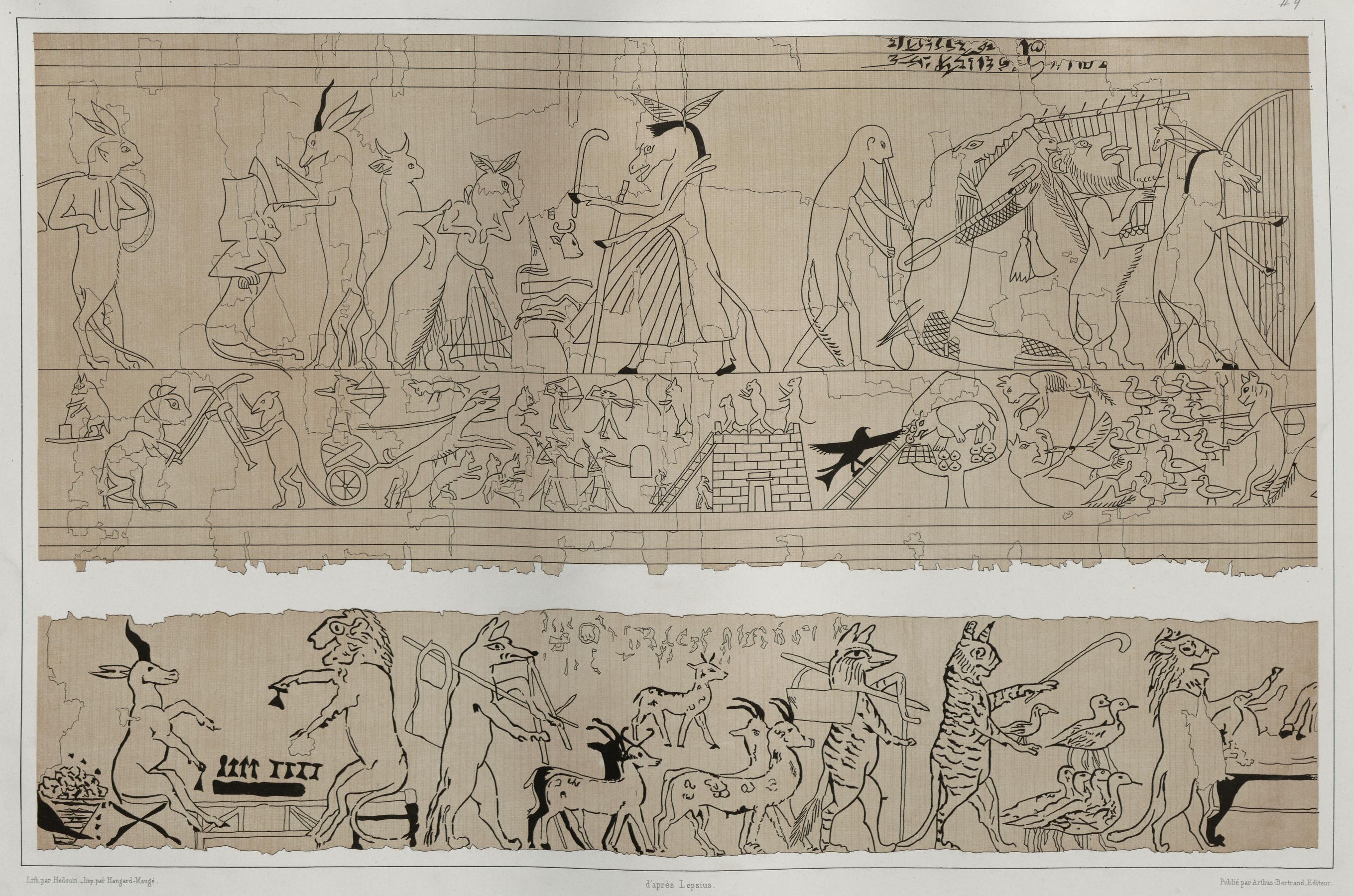 Satirical anthropomorphic ‘cartoons’ from an ancient Egyptian papyrus manuscript.jpg