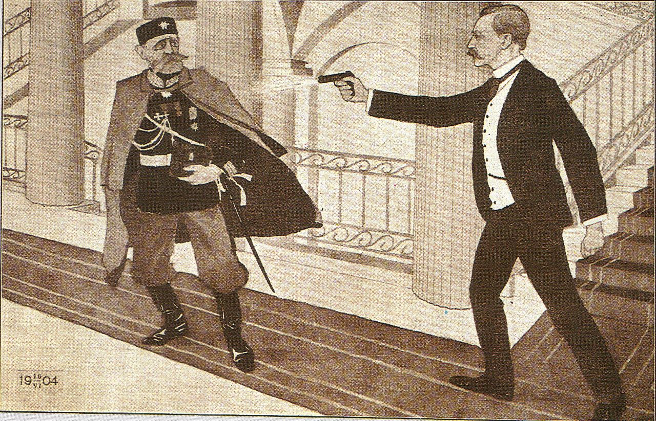 The assassination of the Governor-General of Finland Nikolay Bobrikov by Finnish nationalist Eugen Schauman. June 16 [O.S. June 3] 1904.jpg