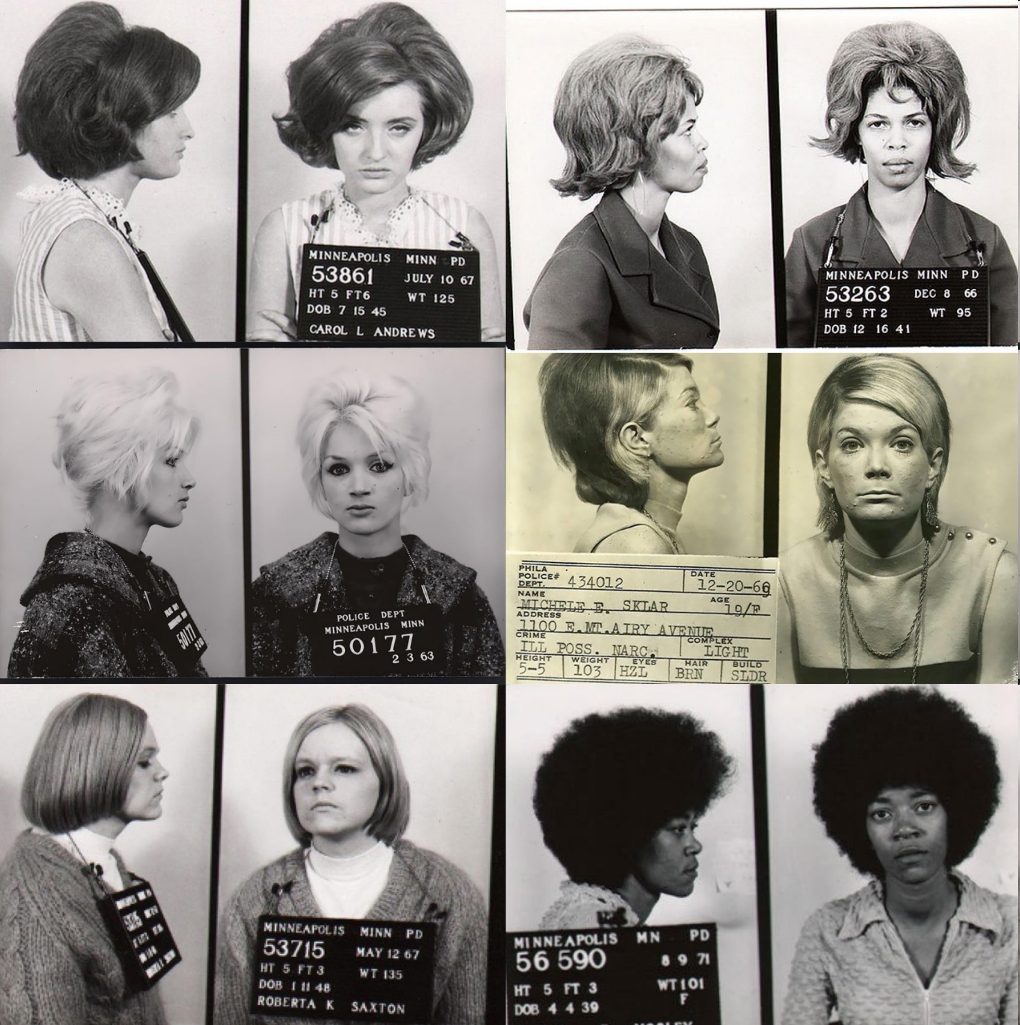 mugshots of some stylish 1960s ladies.JPG