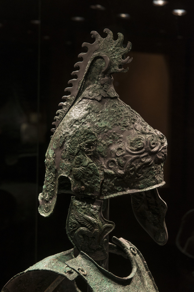 Apulian bronze armor with Phrygian helmet, Hellenistic Greek, 4th century BC.jpg
