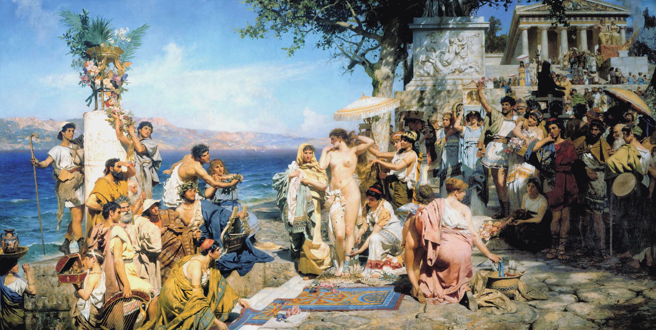 Henryk Siemiradzki - Phryne on the Poseidon's celebration in Eleusis (1889).jpg