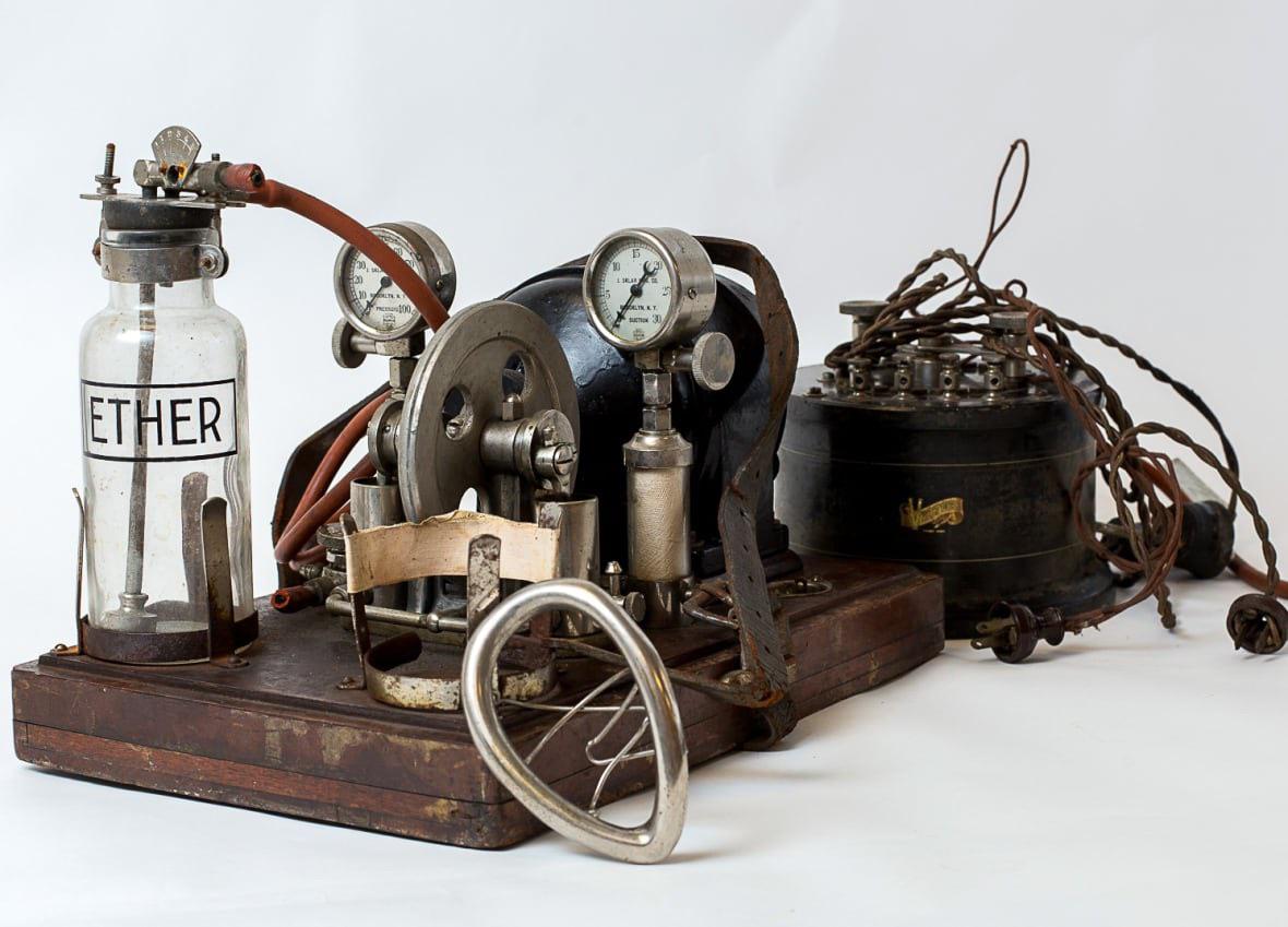Ether machine. Circa 1900-1910. Doctors and dentists began using ether as an anaesthetic for dental and surgical procedures in the 1840s. But people also drank it in countries like Norway, Russia and France.jpg