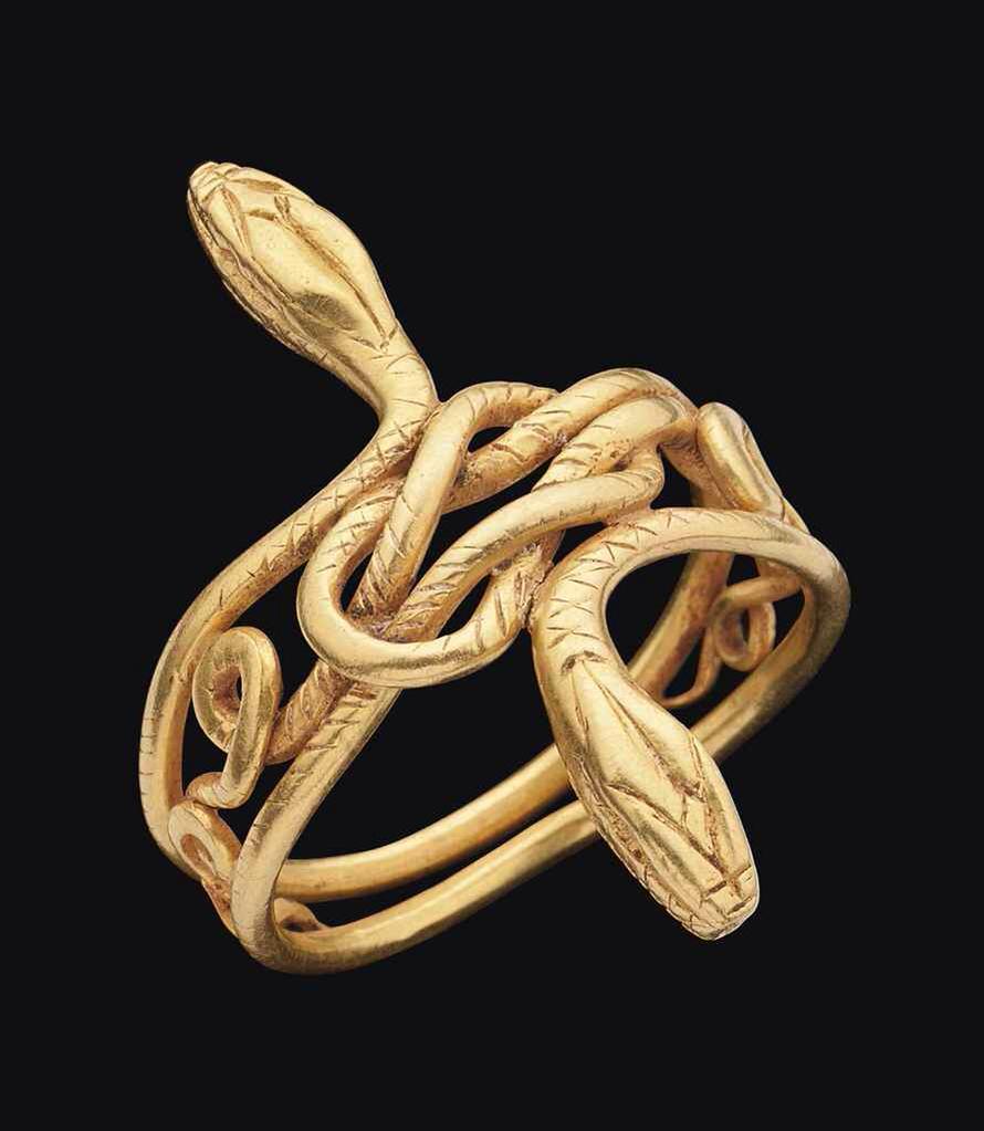 Graeco-Roman gold ‘Herakles Knot’ snake ring, dated 1st century BC.jpg