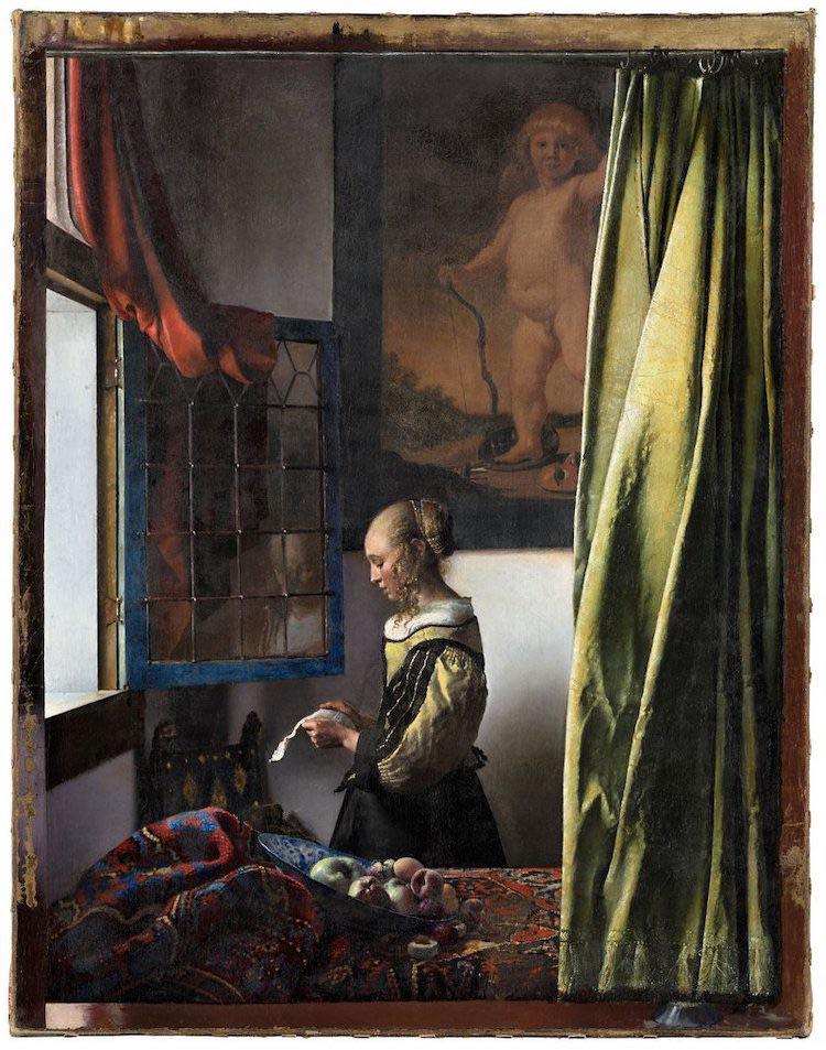 Girl reading a letter at an open window by Johannes Vermeer 1657-1659 (restored 2018-2021).jpg
