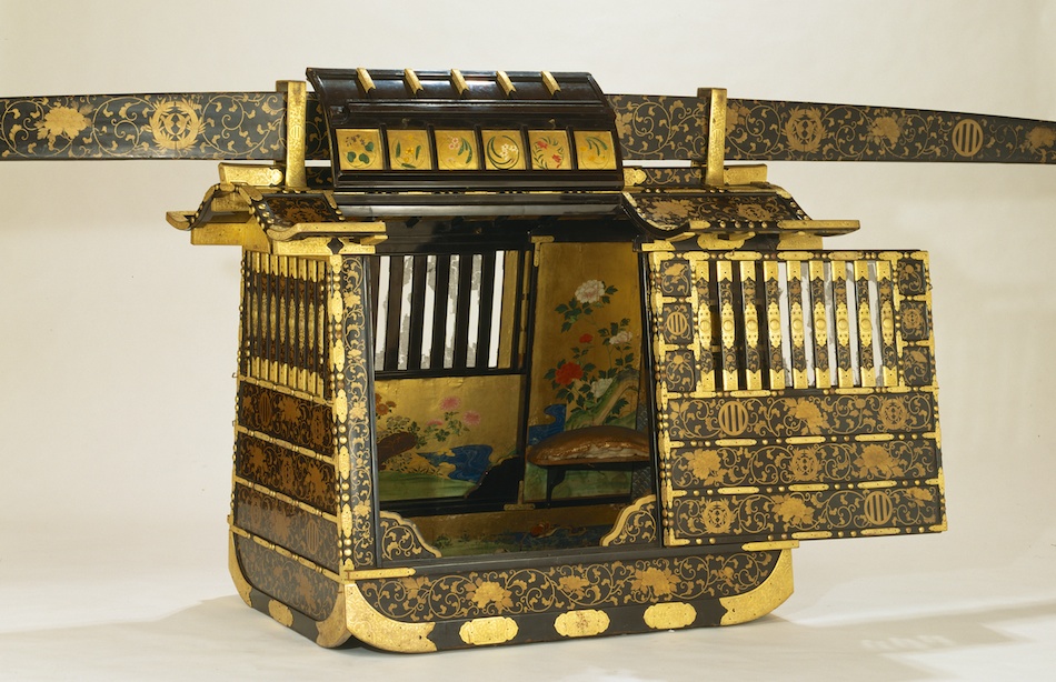 A Japanese litter made for the Princess Mune in the 18th century Edo period. Made in maki-e lacquer. Tokyo Fuji Art Museum.jpg