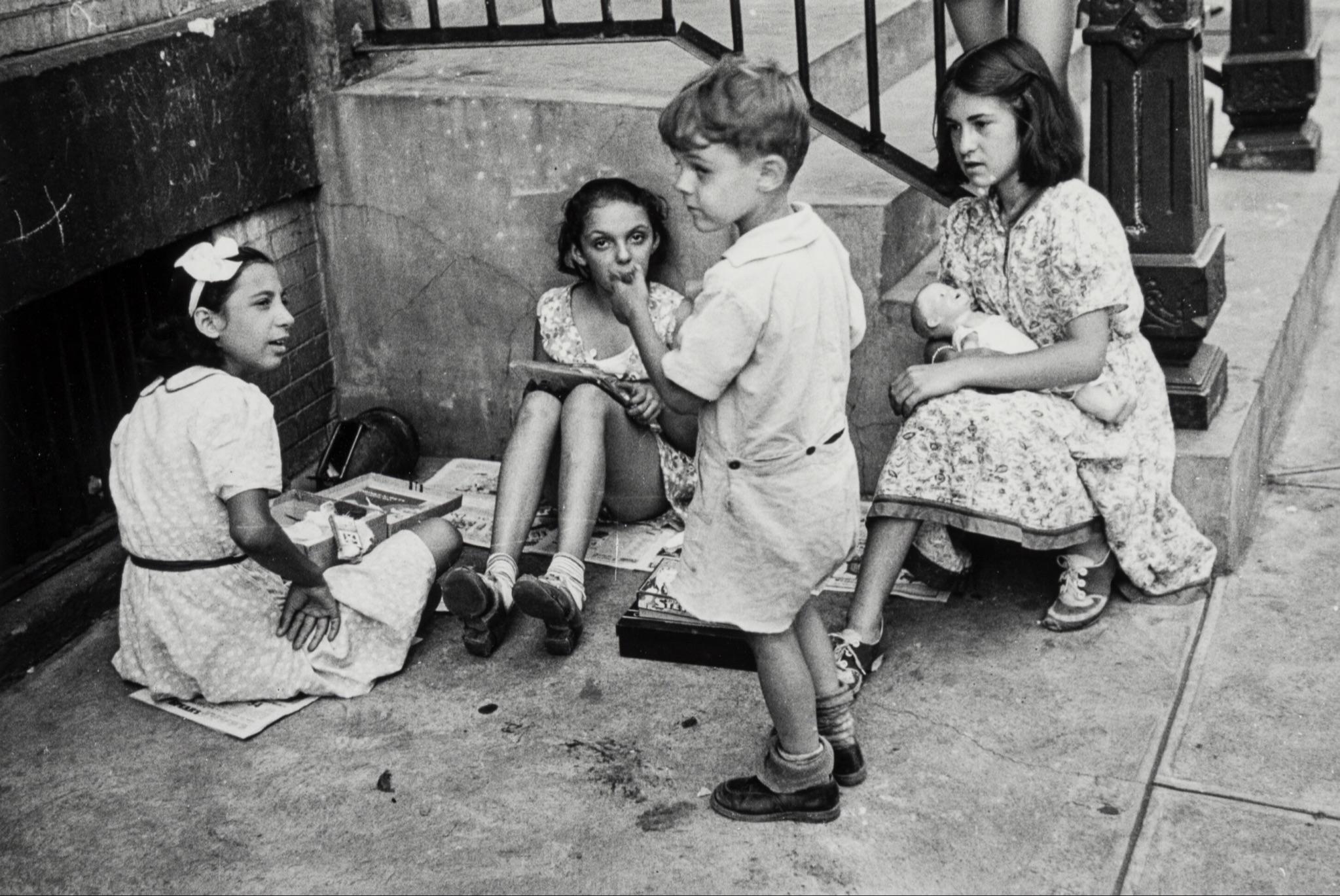 Children playing in the street (61st Street between 1st and 3rd Avenues) New York City, 1938. (Photo Walker Evans).jpg