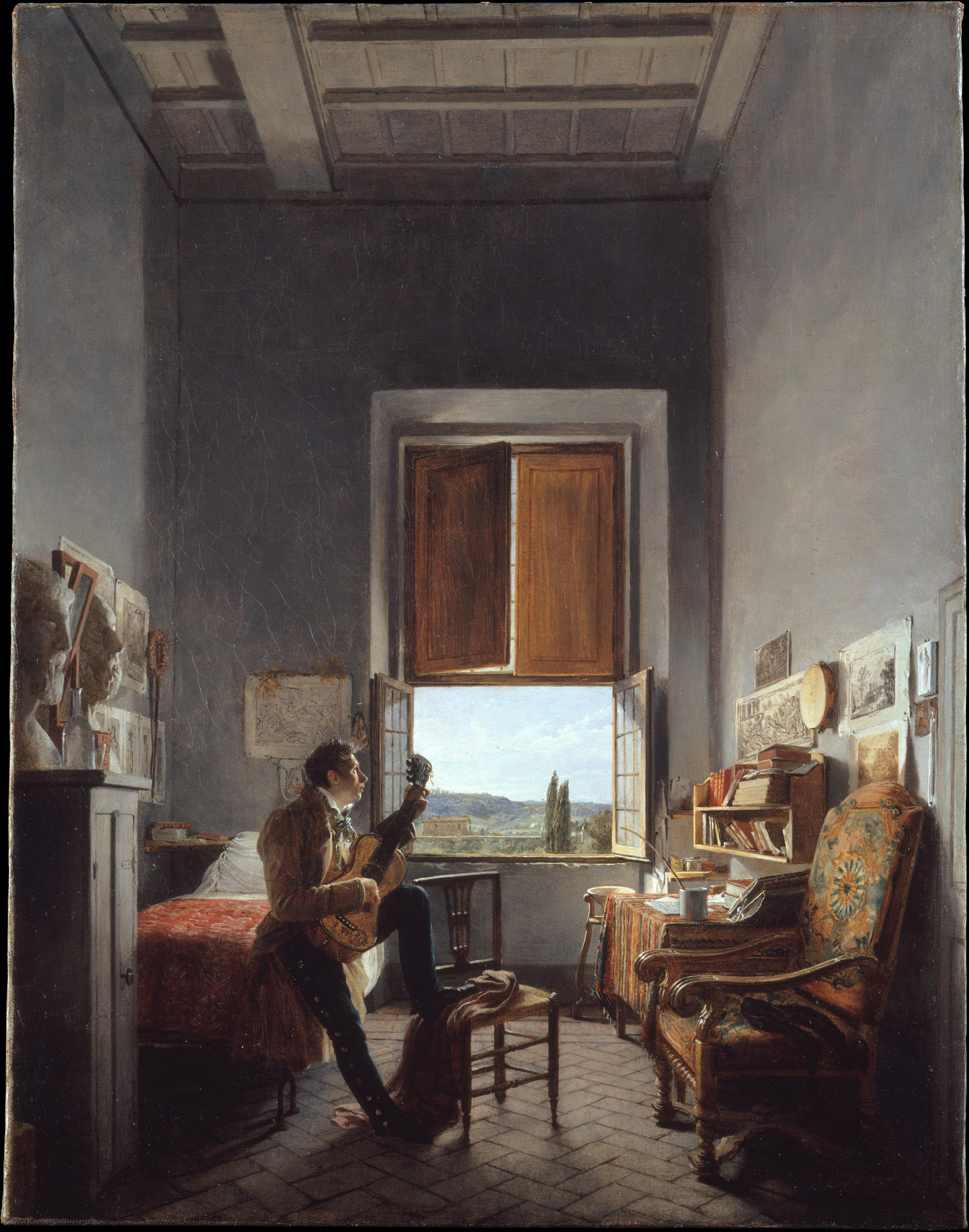 Jean Alaux. Léon Pallière (1787–1820) in His Room at the Villa Medici, Rome.jpg