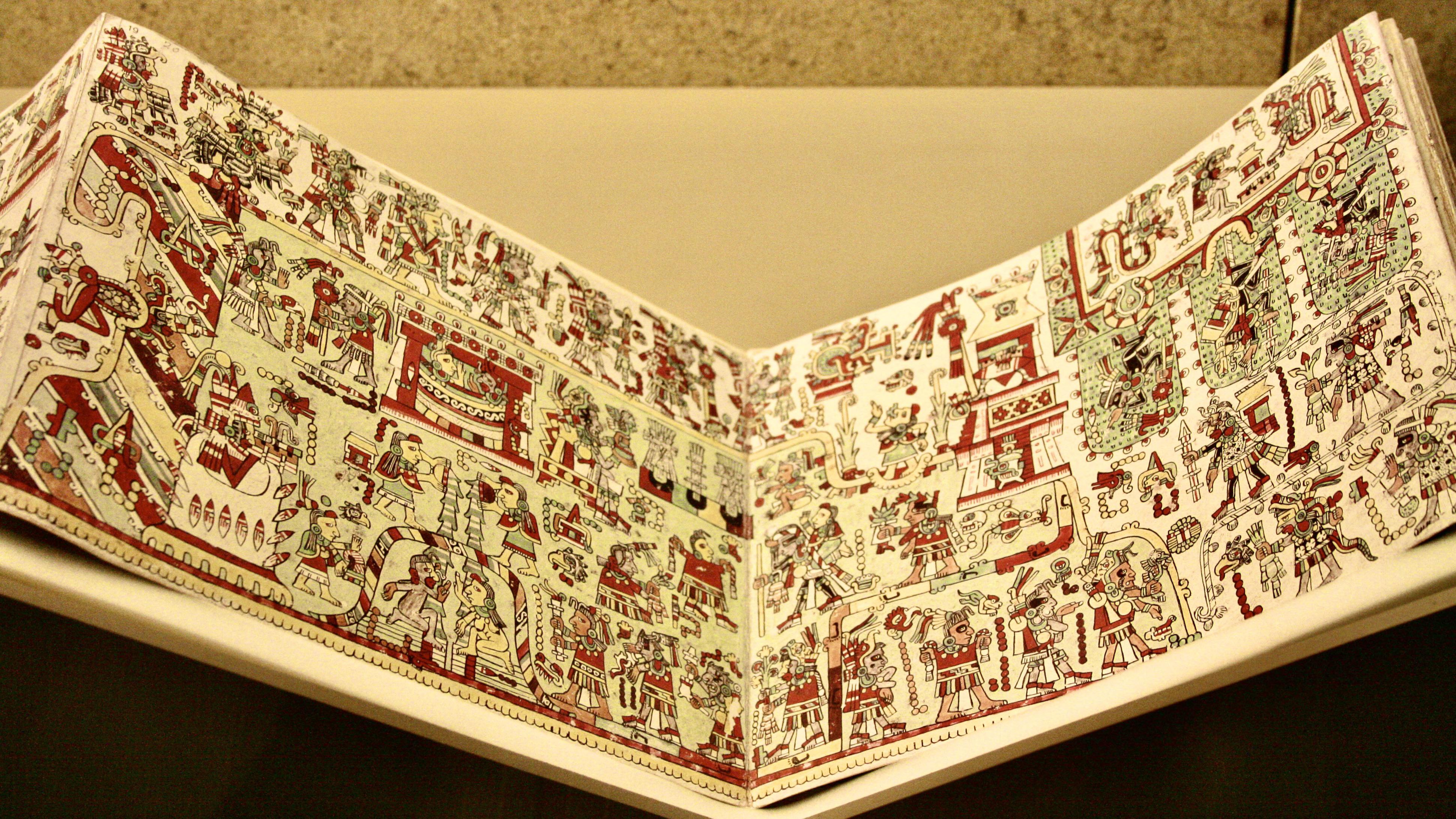 Codex Zouche-Nuttall, A Mixtec codex that records the genealogies, alliances, and conquests of multiple 11th and 12th century rulers of a small Mixtec city-state in Oaxaca, the Tilantongo kingdom.jpg