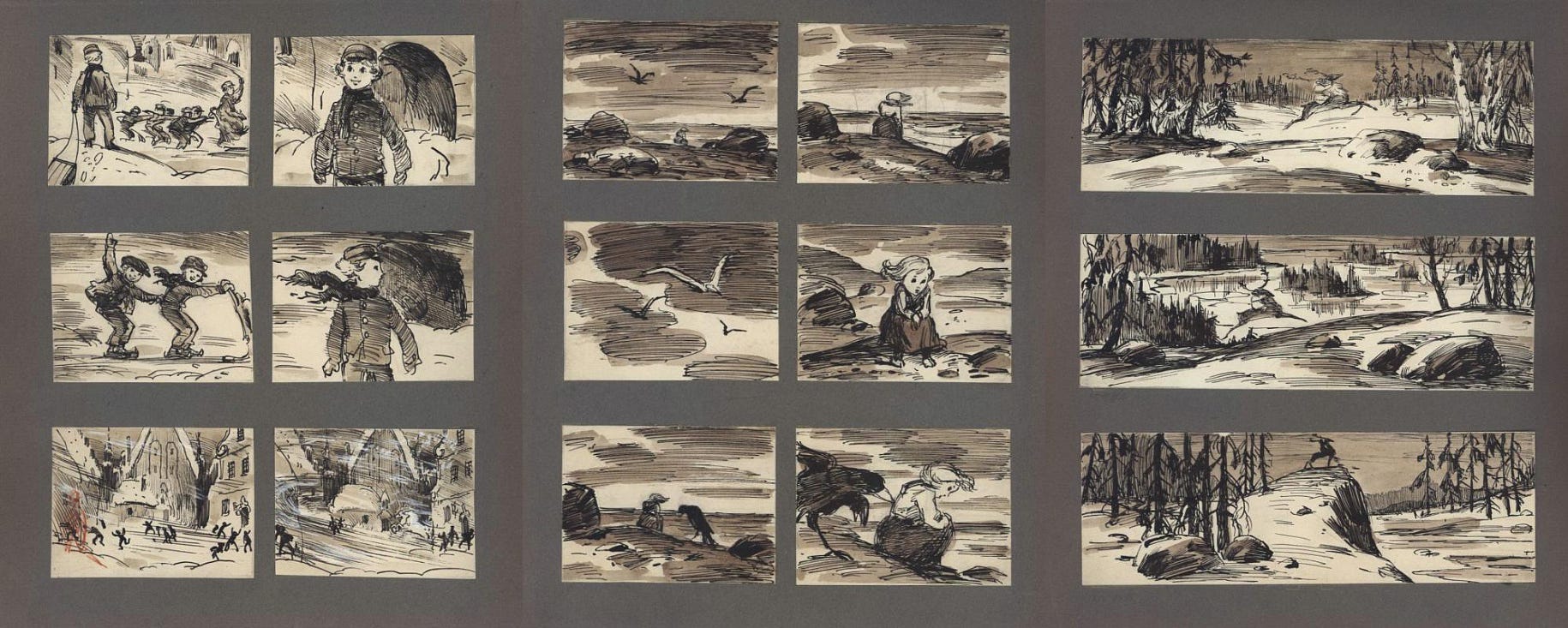 Assorted storyboards for The Snow Queen by Alexander Vinokurov and Leonid Shvartsman.jpg