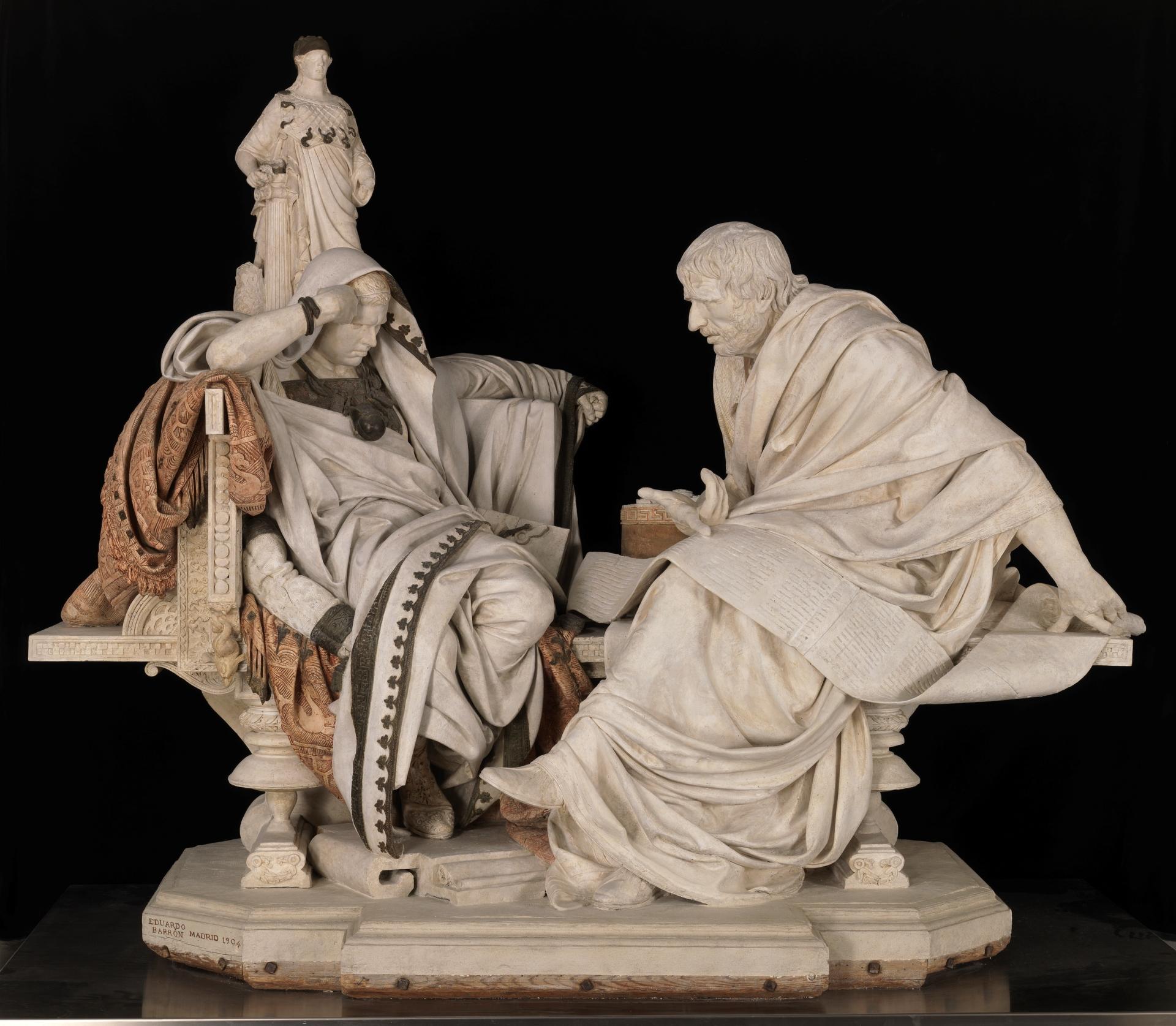 Eduardo Barrón González - Nero and Seneca (Plaster sculpture, 1904).jpg