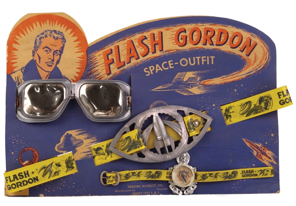 Flash Gordon Space Outfit accessories and display card, circa 1950.jpg