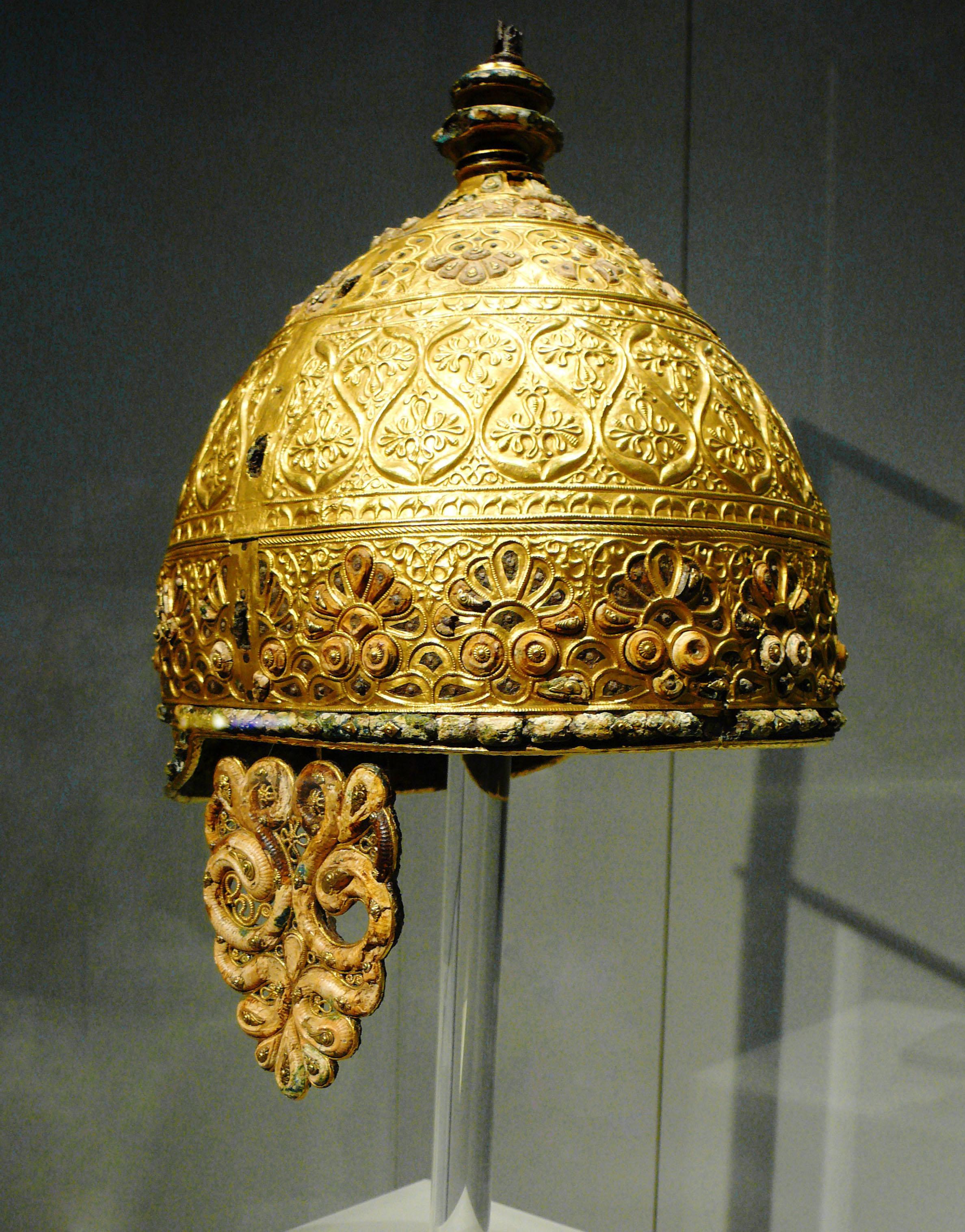 Agris Helmet, a ceremonial Celtic helmet from circa 350 BC found during 1981 in a cave near Agris, France.jpg