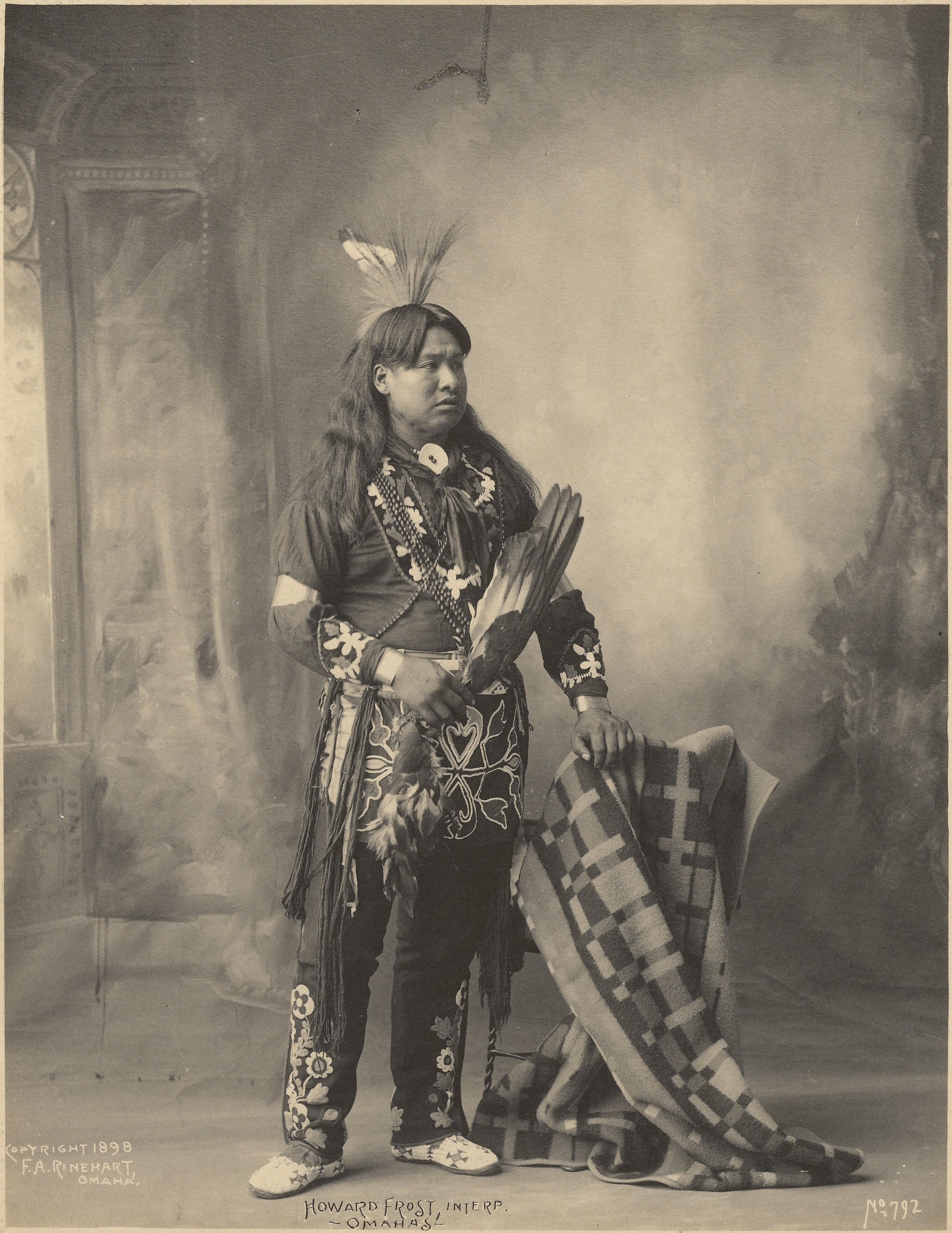 Native American interpreter, Howard Frost, by Frank Rinehart, 1898.jpg