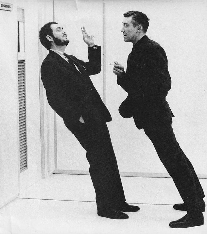 Stanley Kubrick and William Sylvester smoking on the set of 2001 A SPACE ODYSSEY (1968).jpg