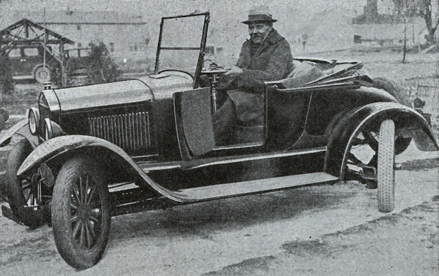 Designed by a Pontiac, Mich., mechanic to solve the parking problem, this rebuilt Ford has four steerable wheels, each powered from engine, permitting the car to be moved at an angle of sixty-five degrees. 1932.jpg