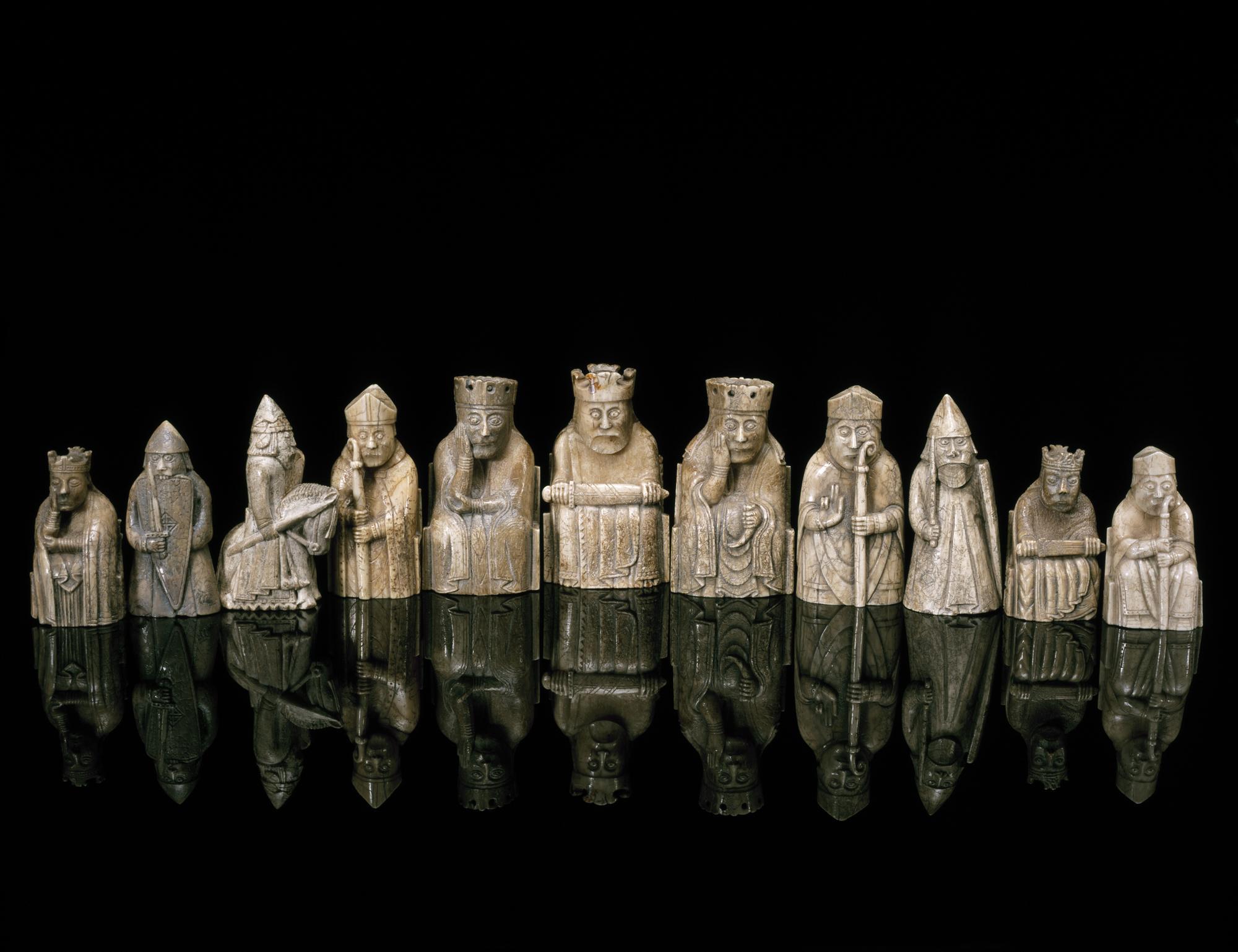 Isle of Lewis chessmen from the National Museum of Scotland.jpg