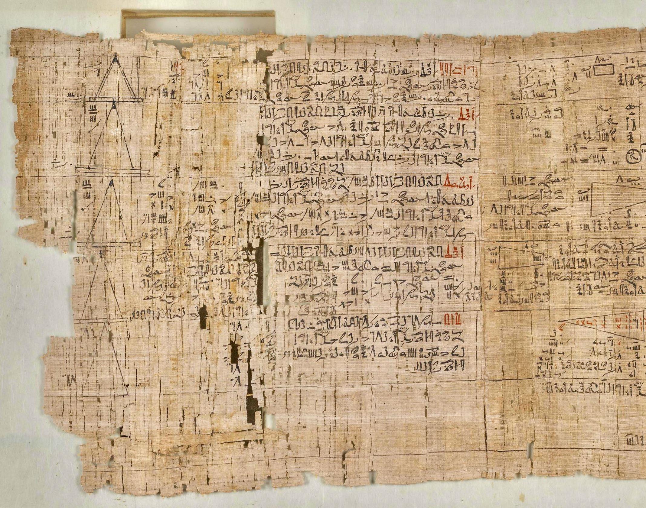 Ahmes Papyrus. One of the best known examples of ancient Egyptian mathematics, 1550 B.C..jpg