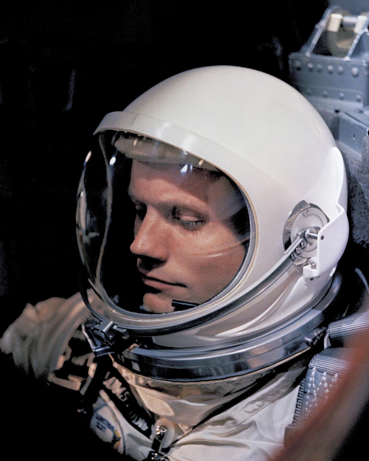 Neil Armstrong Command Pilot Gemini VIII, Flown March 16, 1966. First docking of 2 spacecraft.jpg