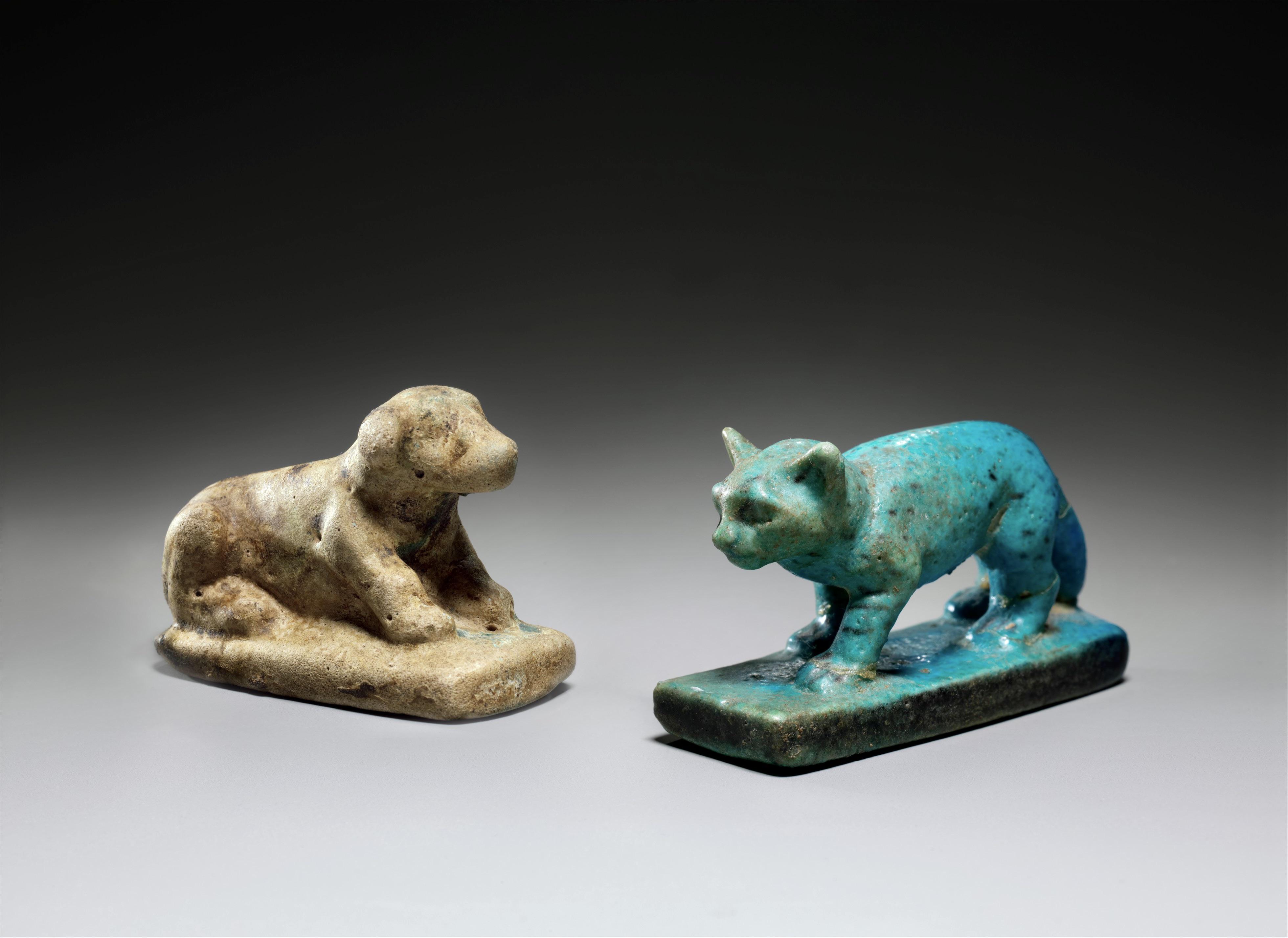 In the Early Dynastic Period, Egyptians deposited faience figurines of wild animals in temple precincts, Cats were not yet fully domesticated in the Middle Kingdom, 1981–1802 B.C..jpg