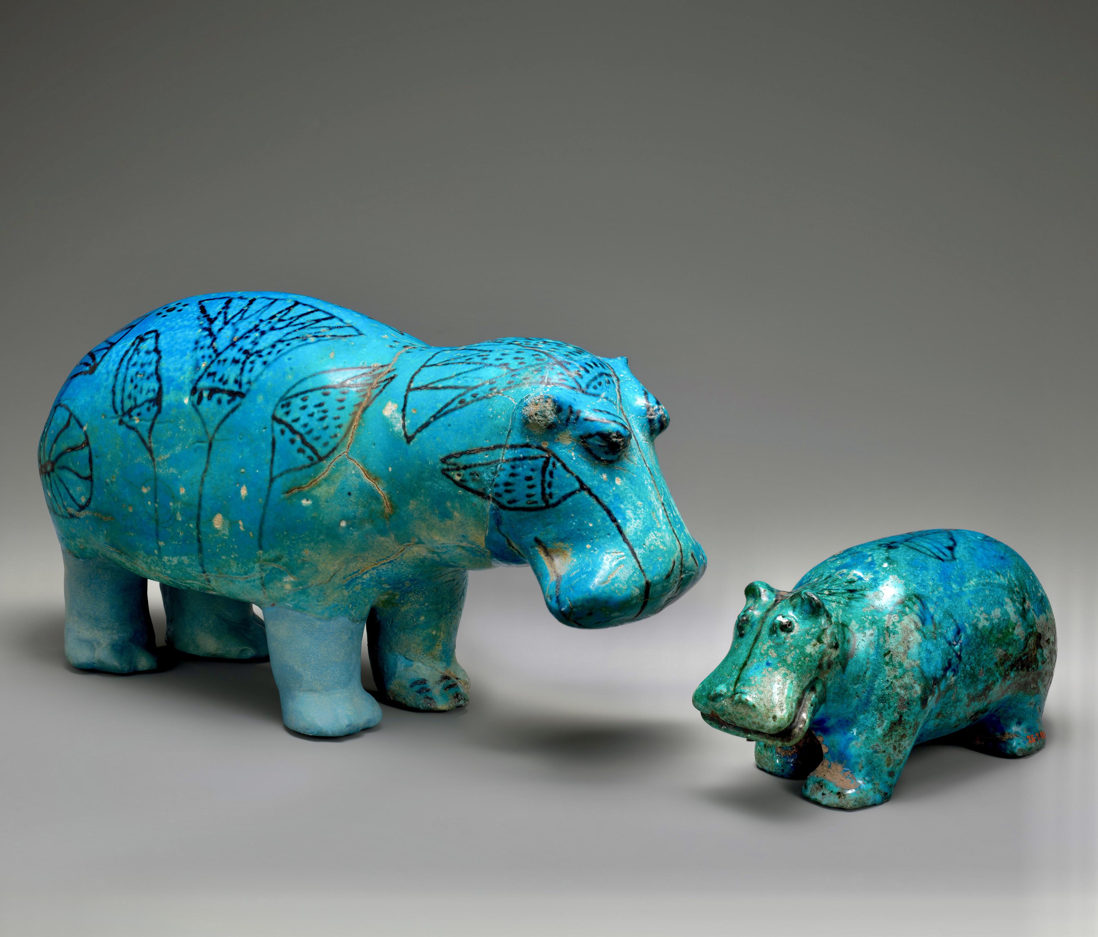 William the hippo, MET museum’s mascot for 106 years, and his Buddy. Ground quartz Egyptian blue hippopotamuses, Middle Kingdom ca. 1961–1878 B.C.jpg