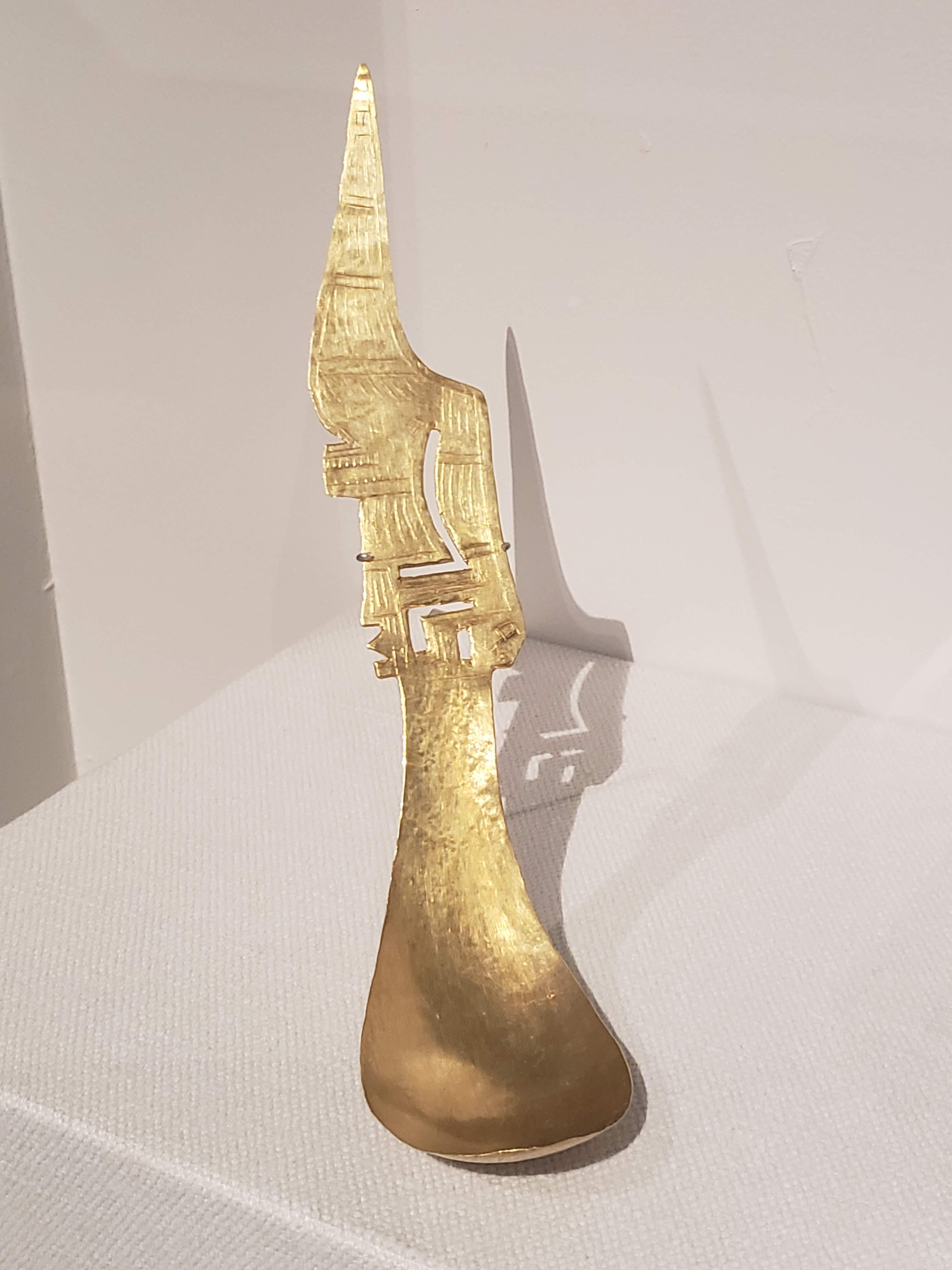Spoon made from tumbaga, a gold-copper alloy. Yotoco goldwork style, Calima region, Colombia, ca. 100-1200 AD. Seen on loan to LACMA from Museo del Oro, Bogotá.jpg