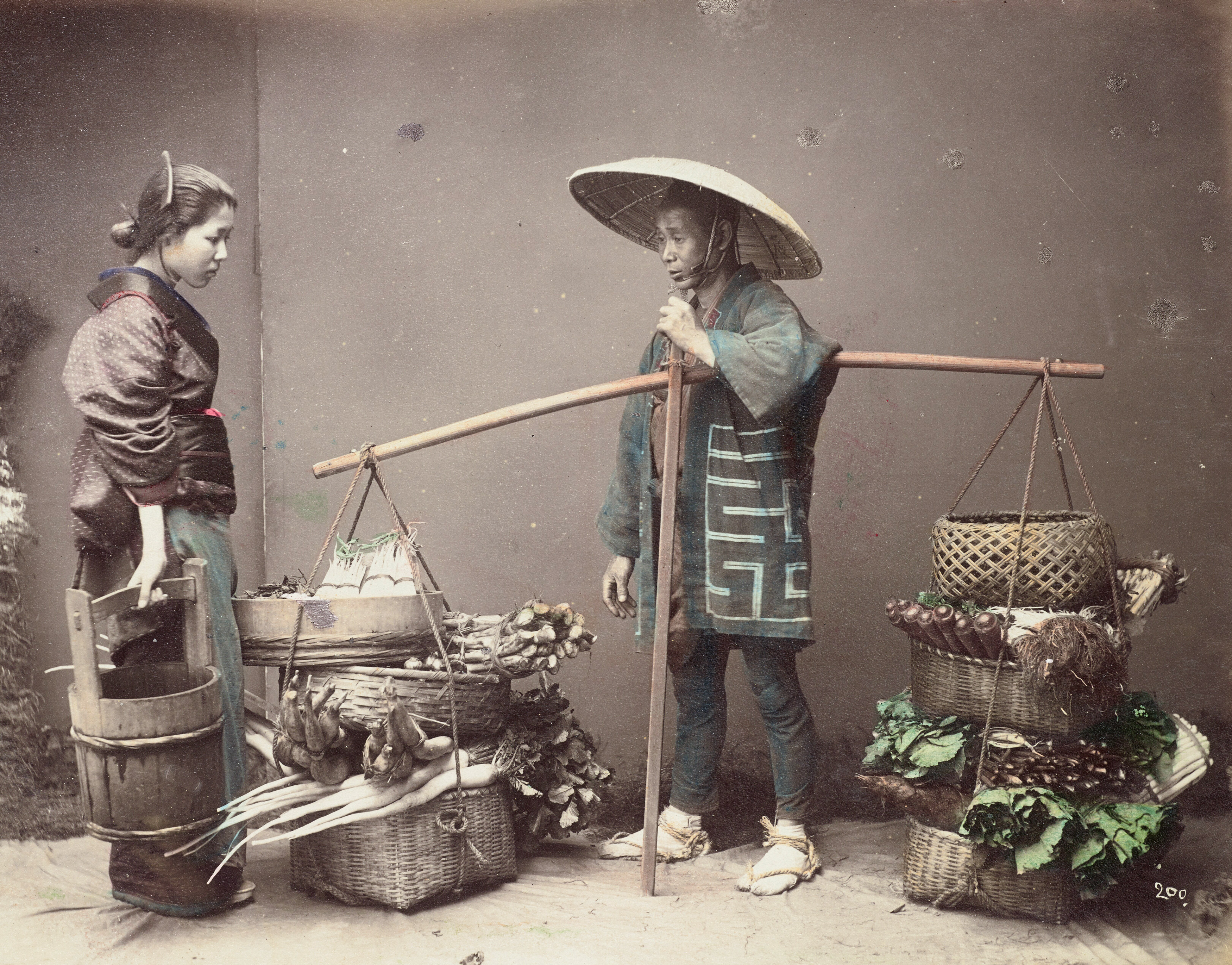 A vegetable seller. Japan, 1870-1890. Photo by Kusakabe Kimbei.jpg