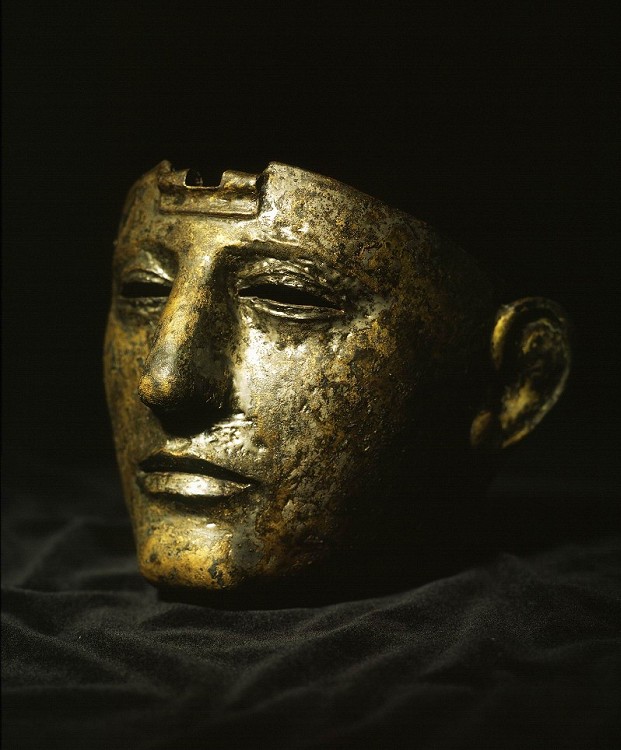 Roman bronze mask covered with silver, 1st century BC. Similar masks were used both in parades and during battles - for standard-bearers and horsemen.jpg