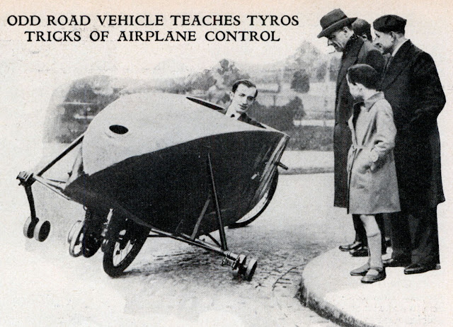 Odd Road Vehicle Teaches Tyros Tricks of Airplane Control, 1936.jpeg