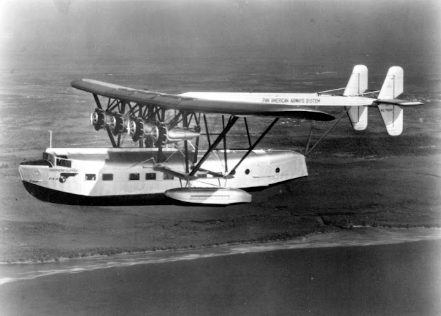 Sikorsky S-40, an amphibious flying boat built in the early 1930s, the largest commercial airliner of its time, flying for Pan American Airways.jpg
