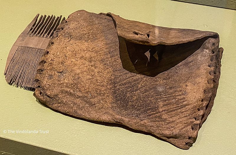 Roman wooden comb complete with a leather etui. 1st century CE, Vindolanda (northern England). Found in the officer’s quarters in the Roman camp.jpg