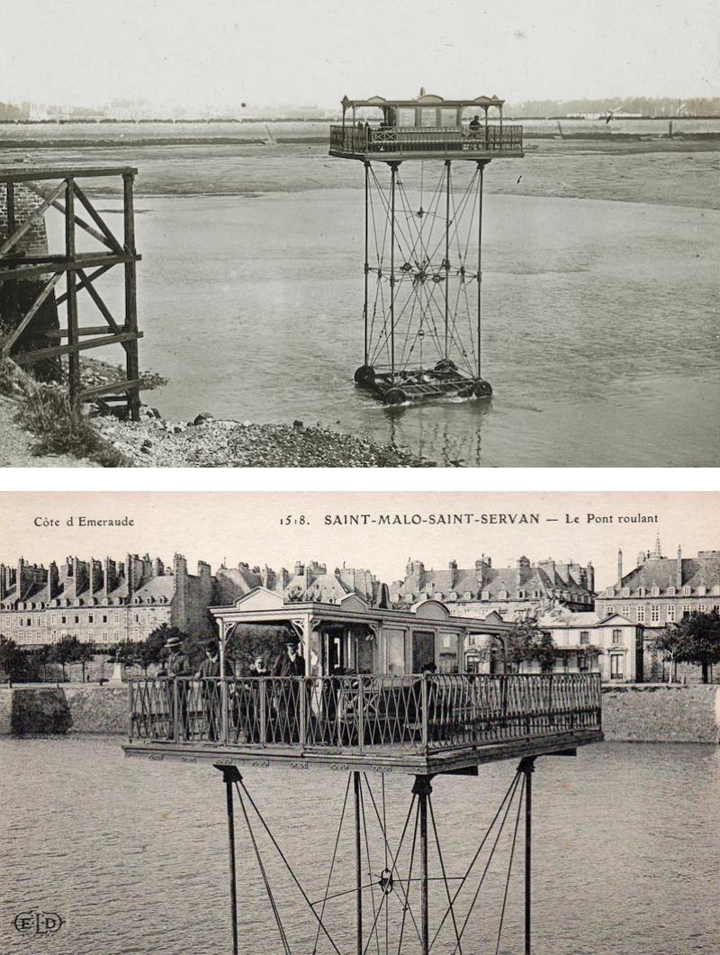 Saint-Malo (France). The Saint-Malo rolling bridge was a coastline railway that ran from Saint-Malo to Saint-Servan between 1873 and 1923. It was designed by Alexandre Leroyer.jpg