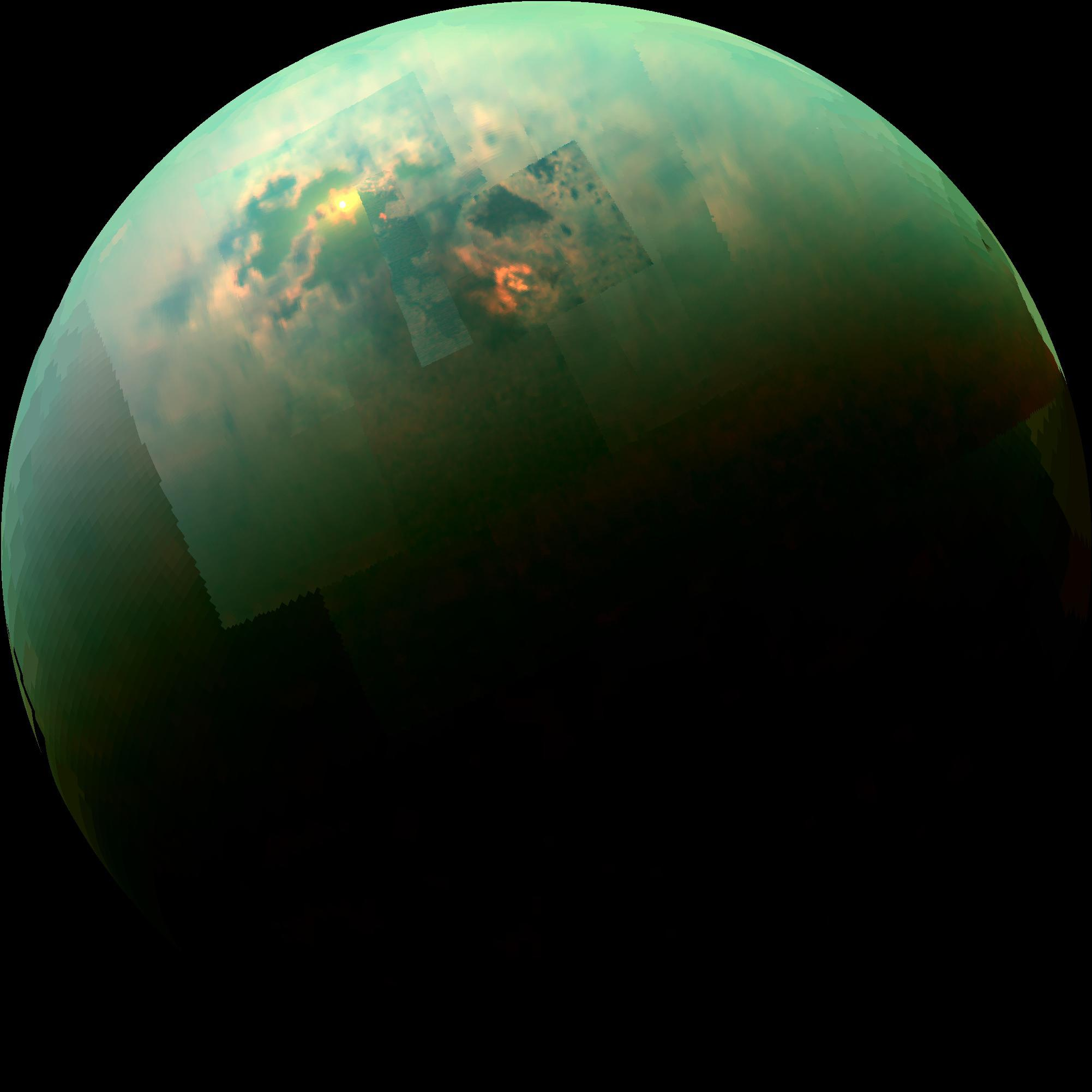 Titan Seas Reflect Sunlight Image Credit NASA, JPL-Caltech, U. Arizona, U. Idaho.png