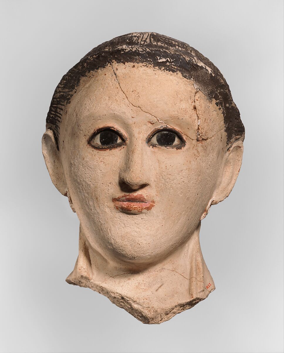 Plaster funerary mask from Roman Period Egypt, 250 to 300 CE, Met Museum.jpg