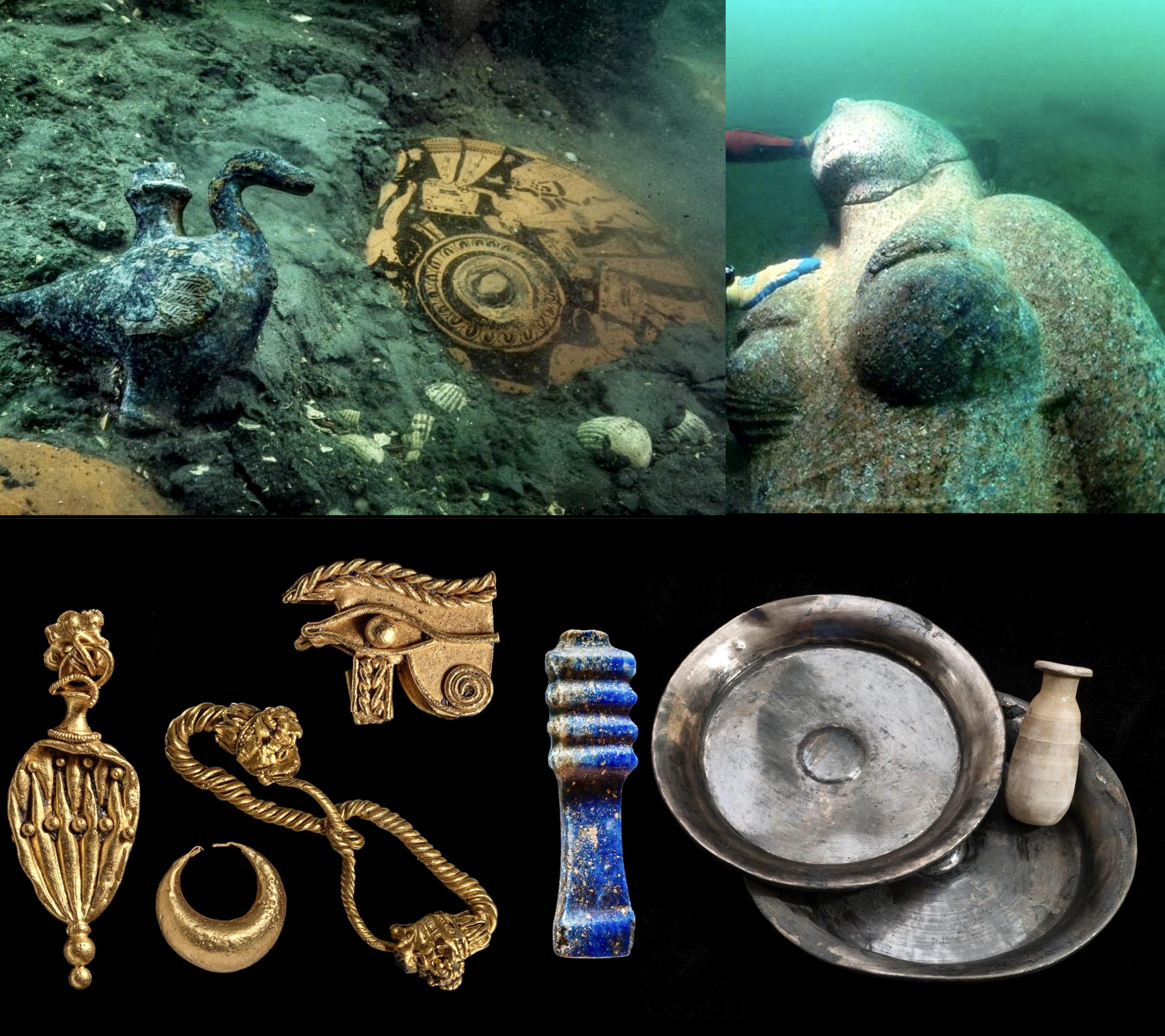 Temple of Greek Goddess Aphrodite Found Underwater at Heracleion city, Egypt. Hidden for more than 1200 years. It was founded between 664 – 525 B.C..jpg