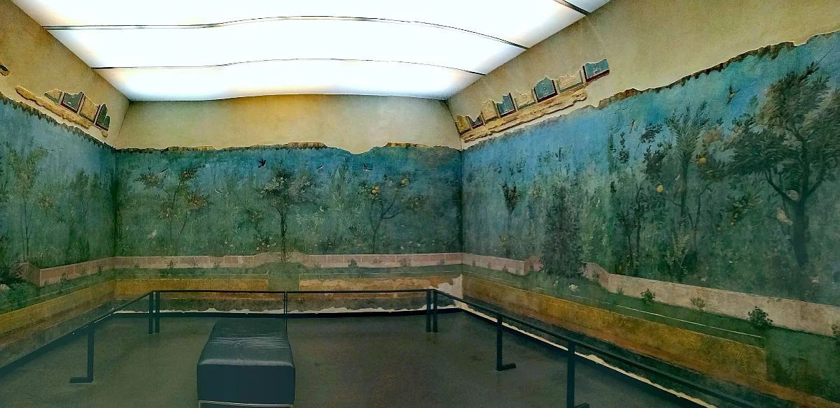 Livia’s (wife of Octavian Augustus) villa, discovered in 1863 at Prima Porta, north of Rome - an underground room decorated with fresco of the summer garden.jpg