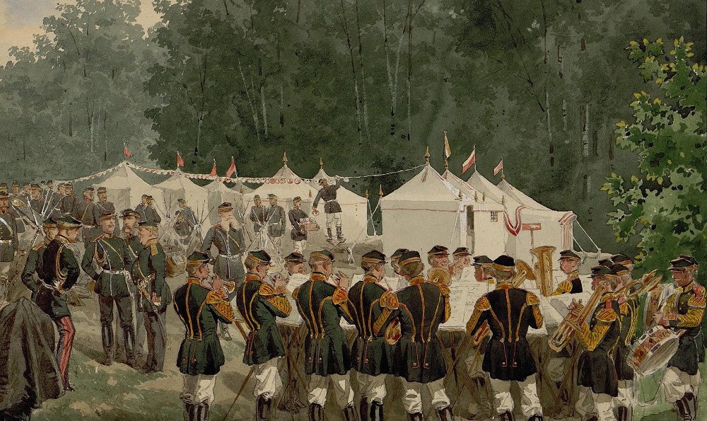 Зичи. Военный лагерь в лесу (цикл Военные манёвры в Красном Селе 1865).jpg
