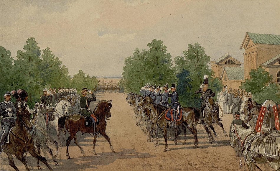 Зичи. Император Александр II принимает парад (цикл Военные манёвры в Красном Селе 1865).jpg