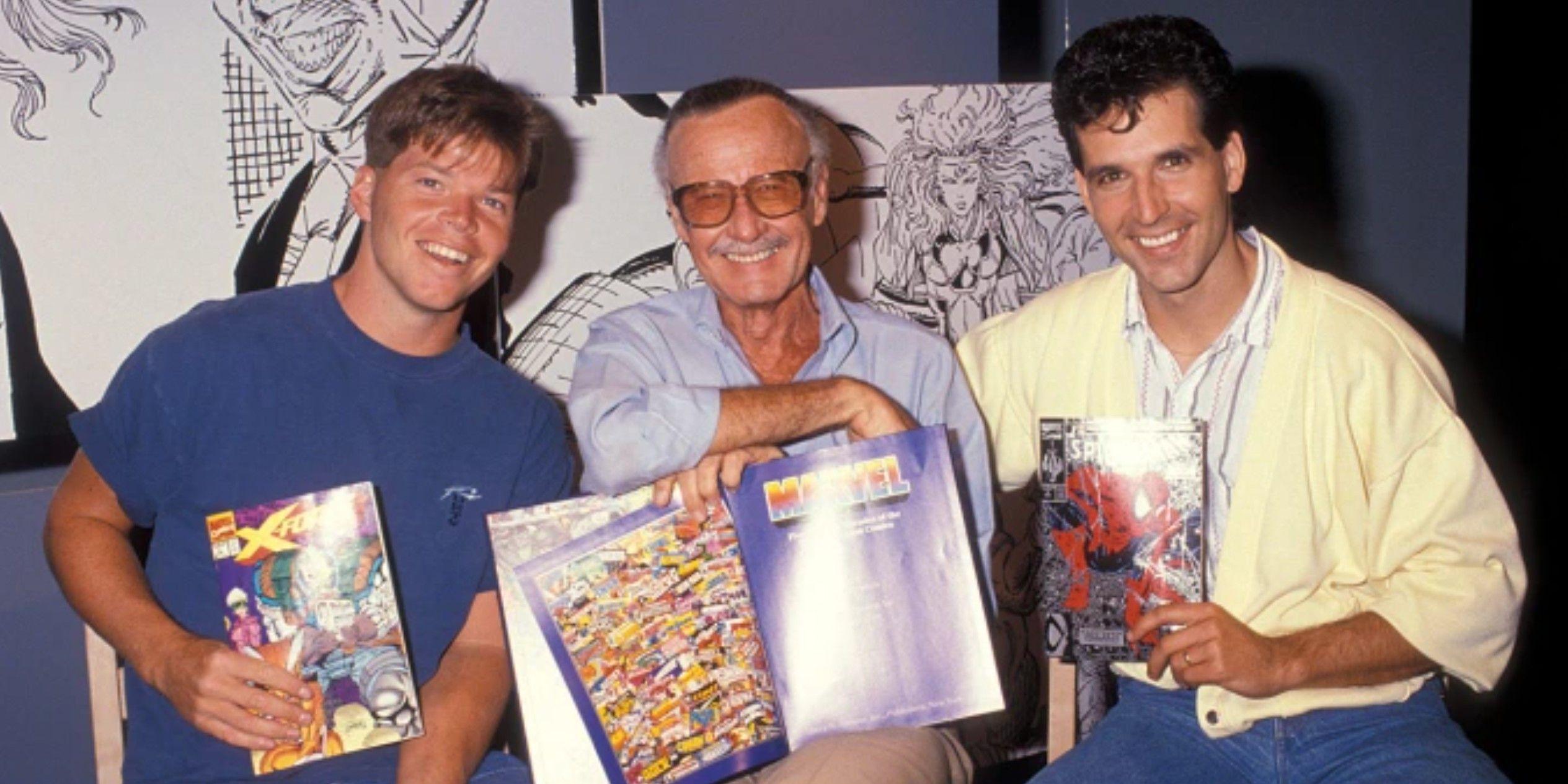 Stan Lee with Rob Liefeld and Todd McFarlane (1992).jpg