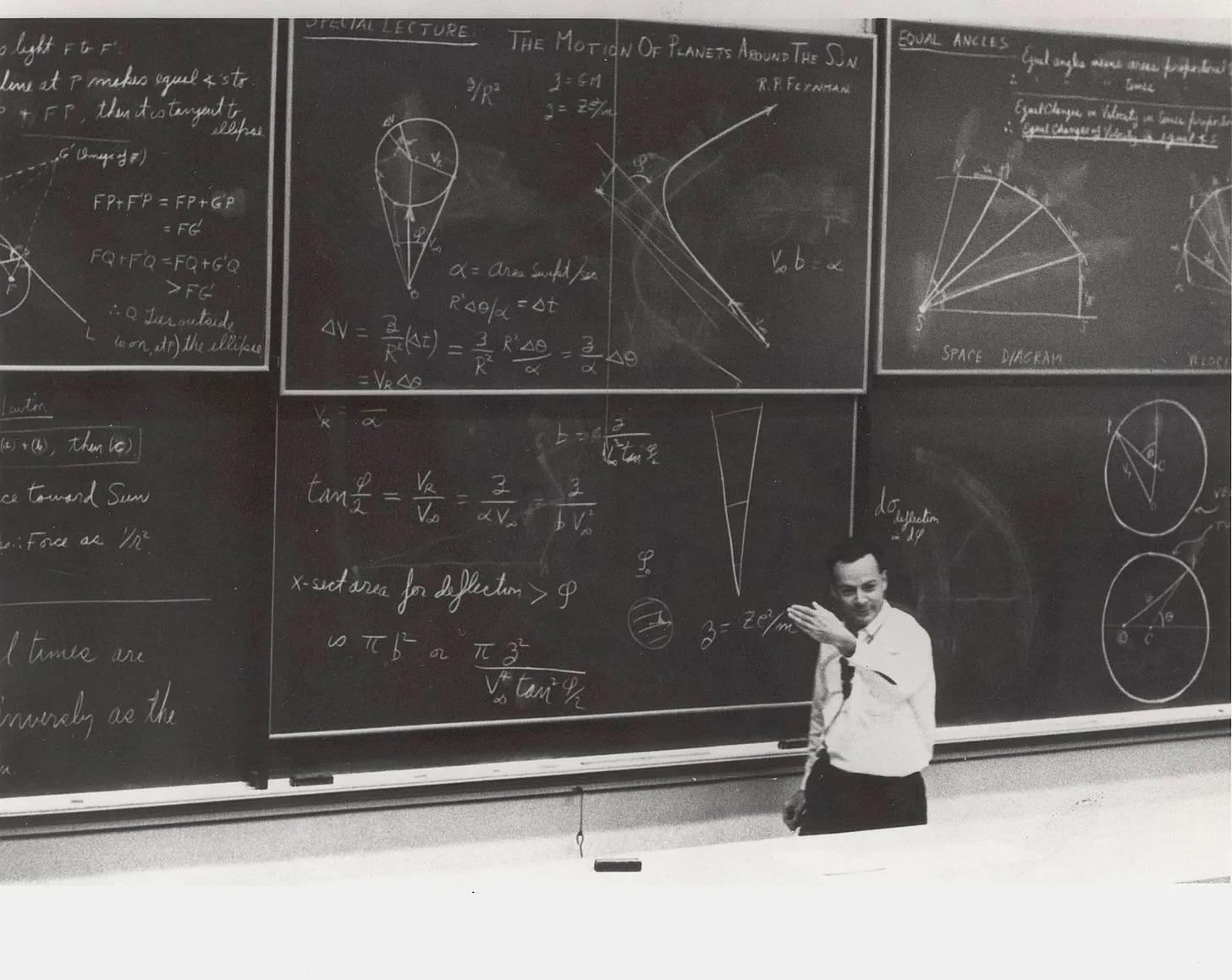 Richard Feynman teaching physics, 1964.jpg