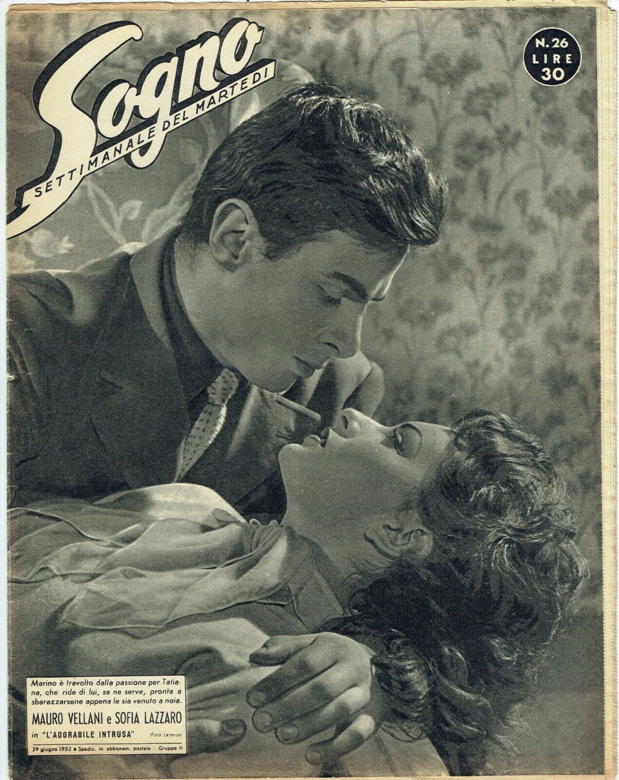 Sophia Loren known as Sofia Lazzaro in a photo novel published in 1952 when she was 18. Cover 1.jpg