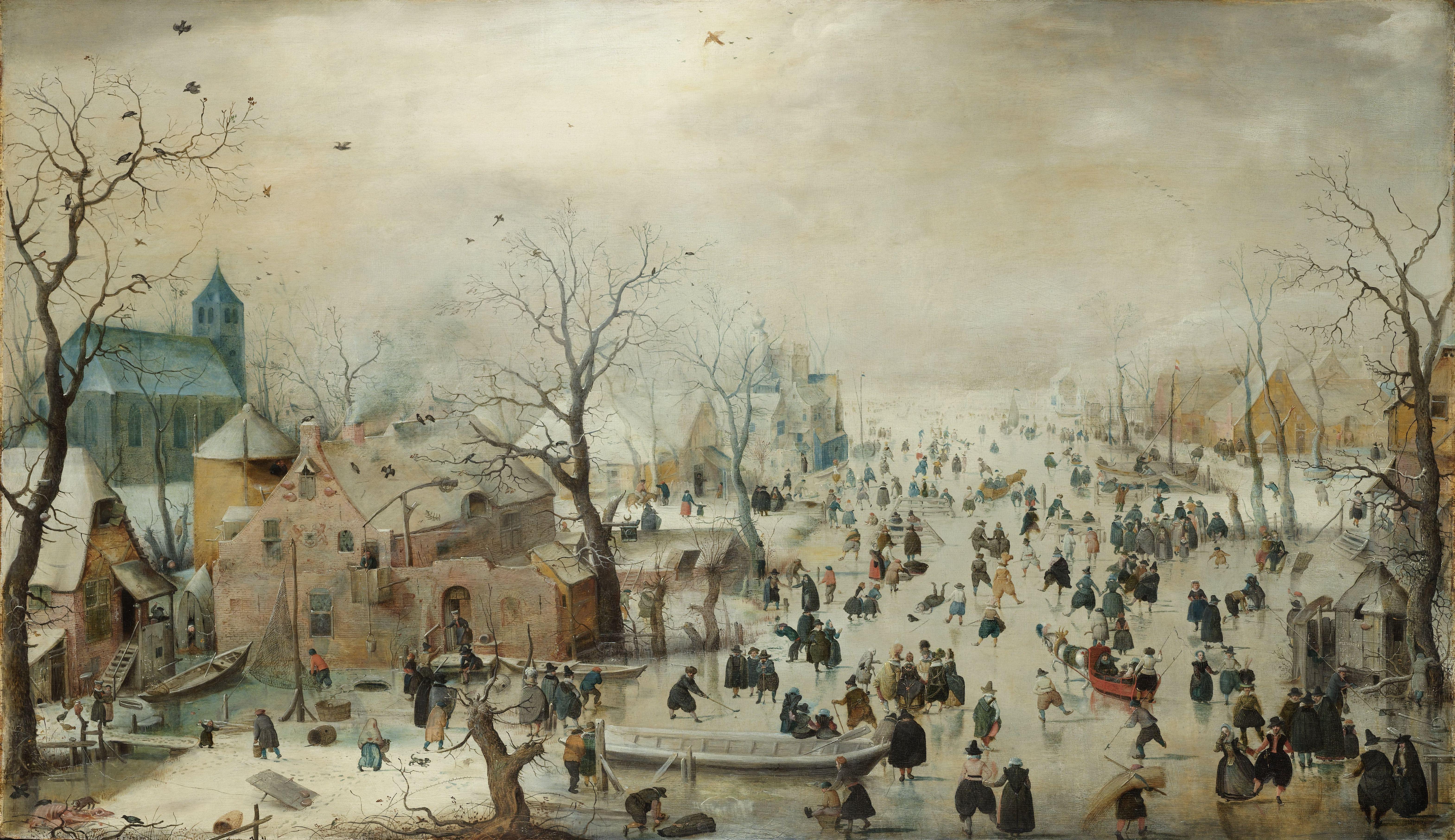 Winter Landscape with Skaters by Hendrick Avercamp, 1608.jpg
