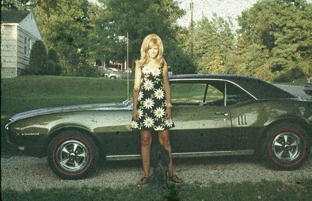 A foxy lady in a daisy dress, a dog, and a Pontiac Firebird, peak 1970s.jpg
