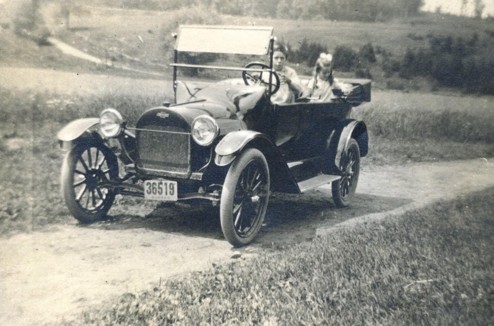 My grandmother and great uncle, 1916. New Chevy.jpg