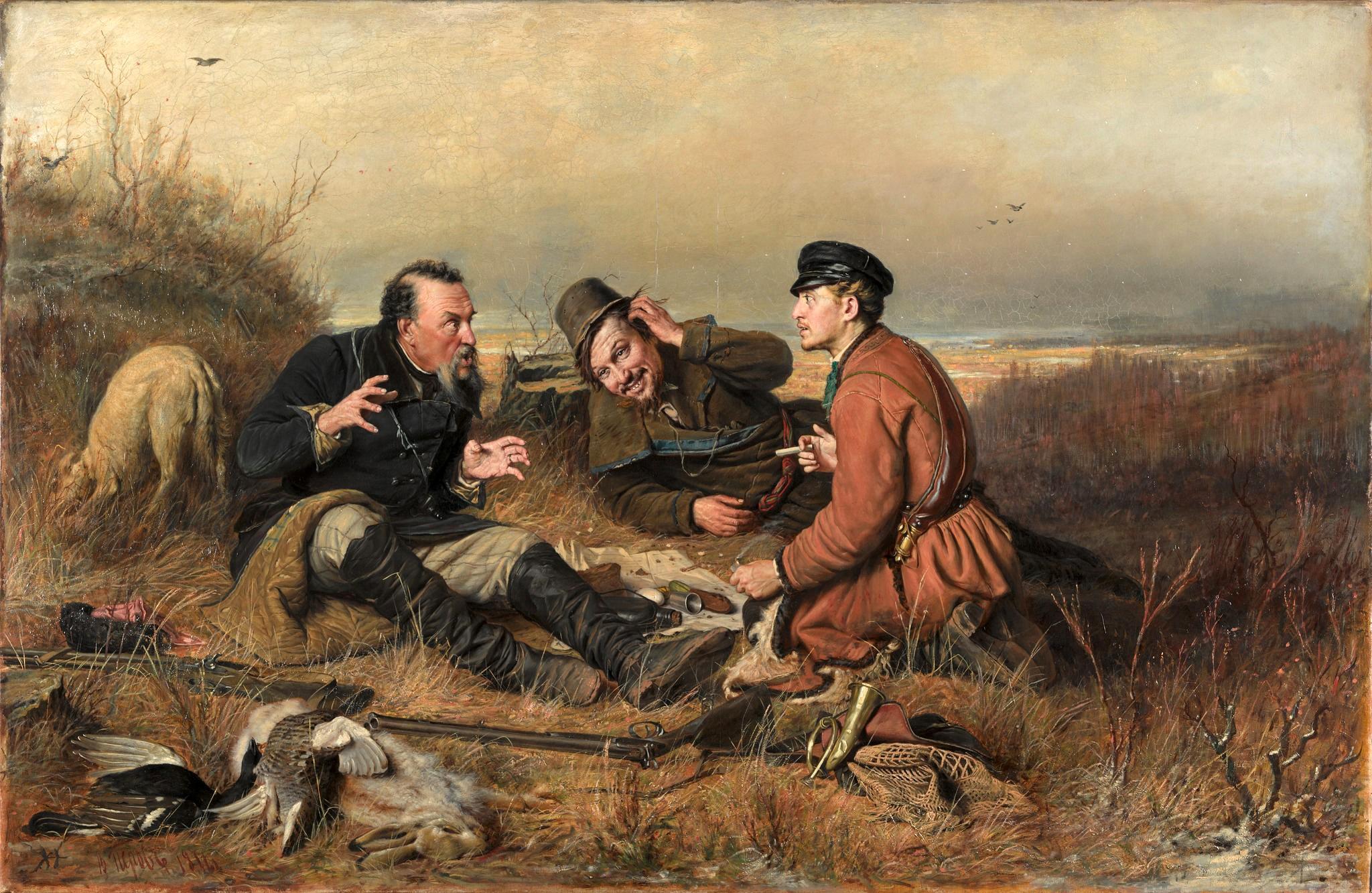 Hunters at rest, Wassili Grigorjewitsch Perow, 1871, Oil on canvas.jpg